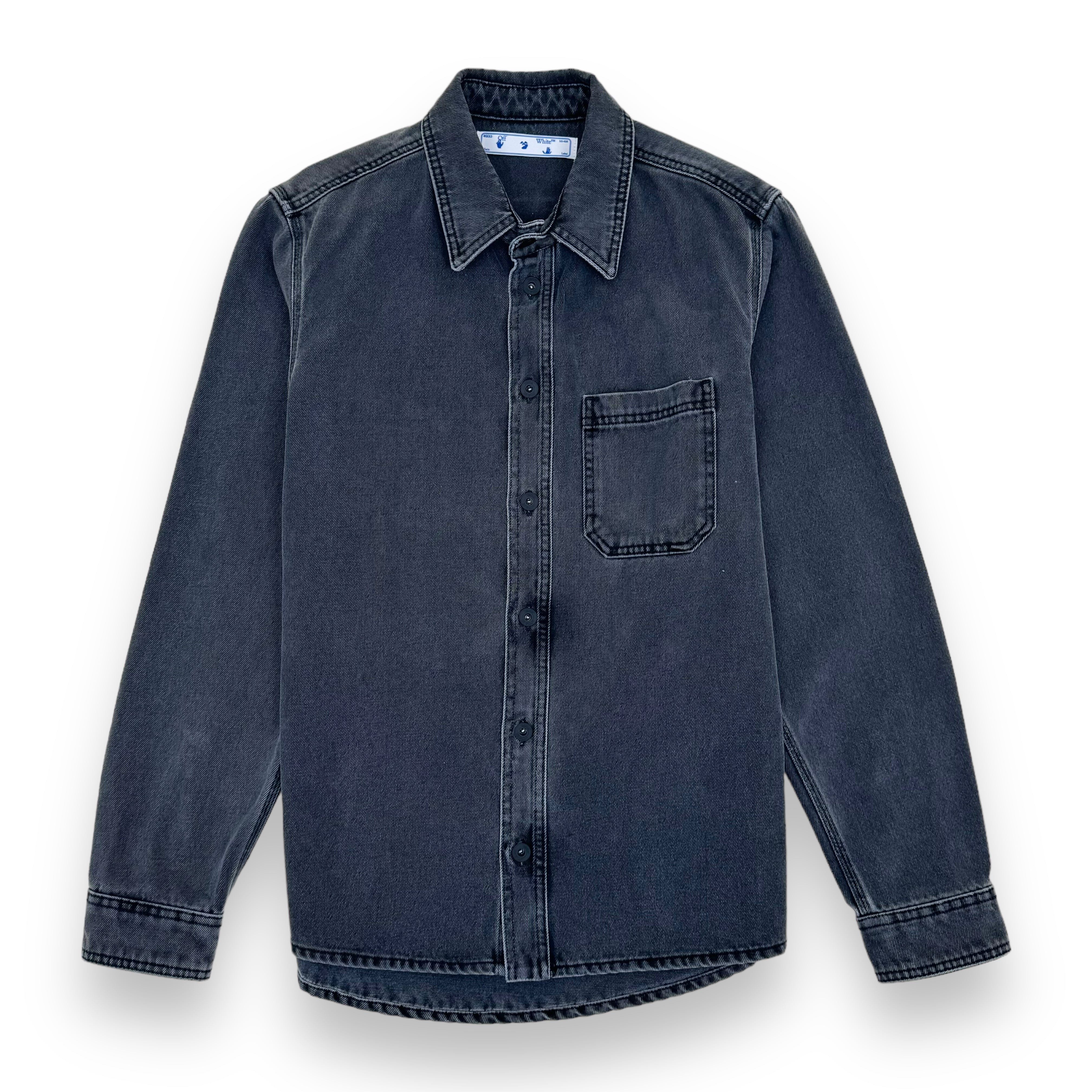 OFF-WHITE NEGATIVE MARK DENIM SHIRT GREY L