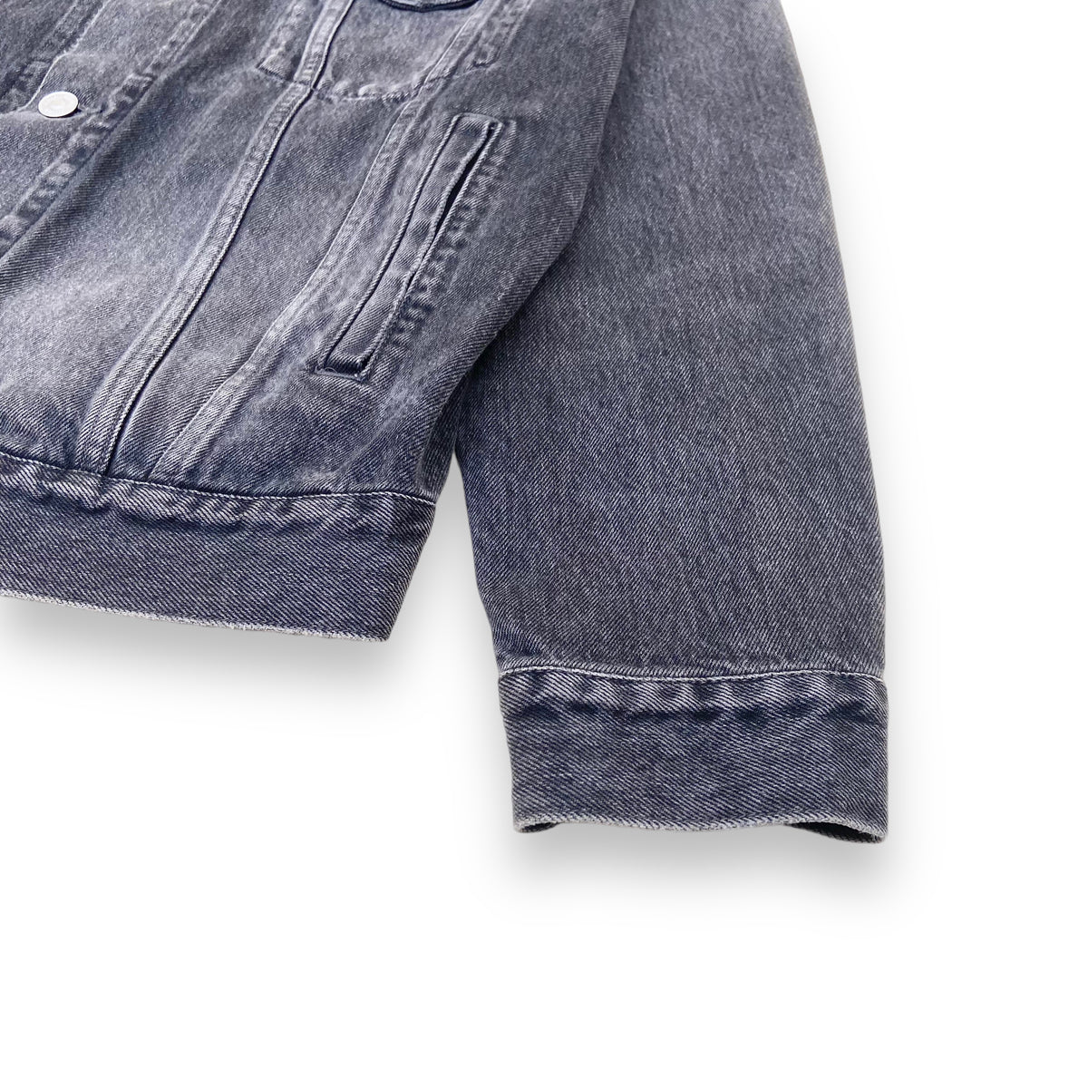 BALENCIAGA DISTRESSED WASHED DENIM JACKET BLACK S