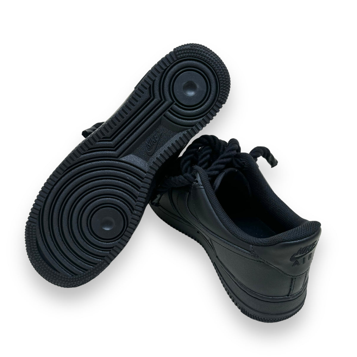 NIKE AF1 CUSTOMISED ROPE LACE SNEAKERS BLACK UK8.5