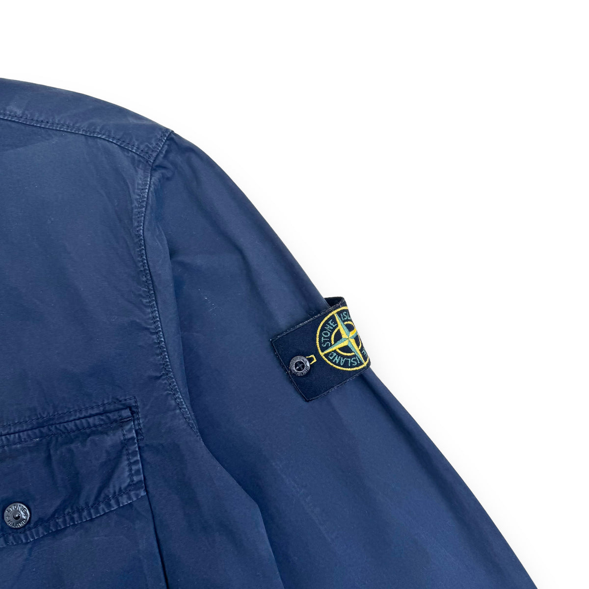 STONE ISLAND GARMENT DYED POCKET ZIP-UP OVERSHIRT NAVY XL