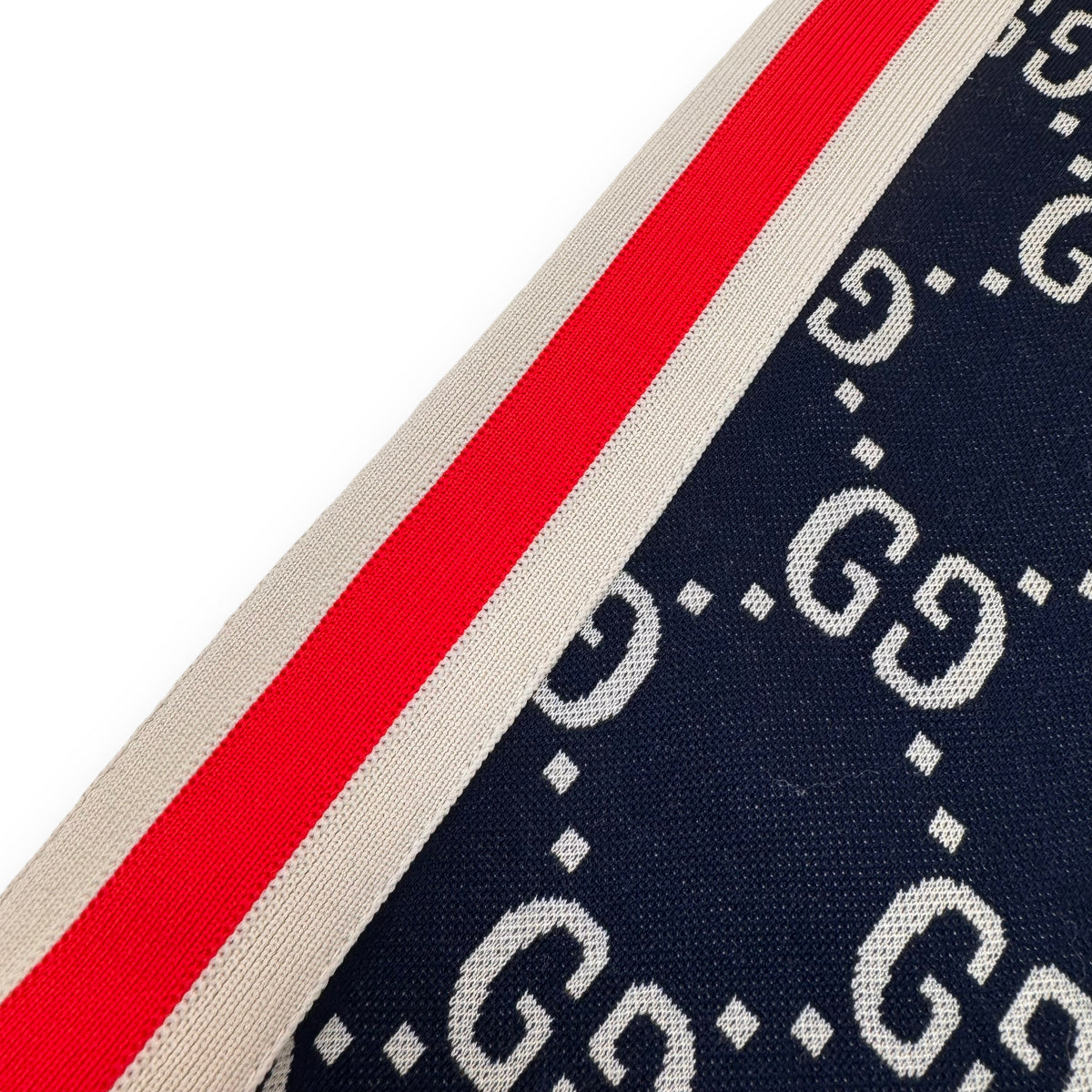 GUCCI GG TAPERED STRIPED LOGO-INTARSIA COTTON TRACK PANTS NAVY L
