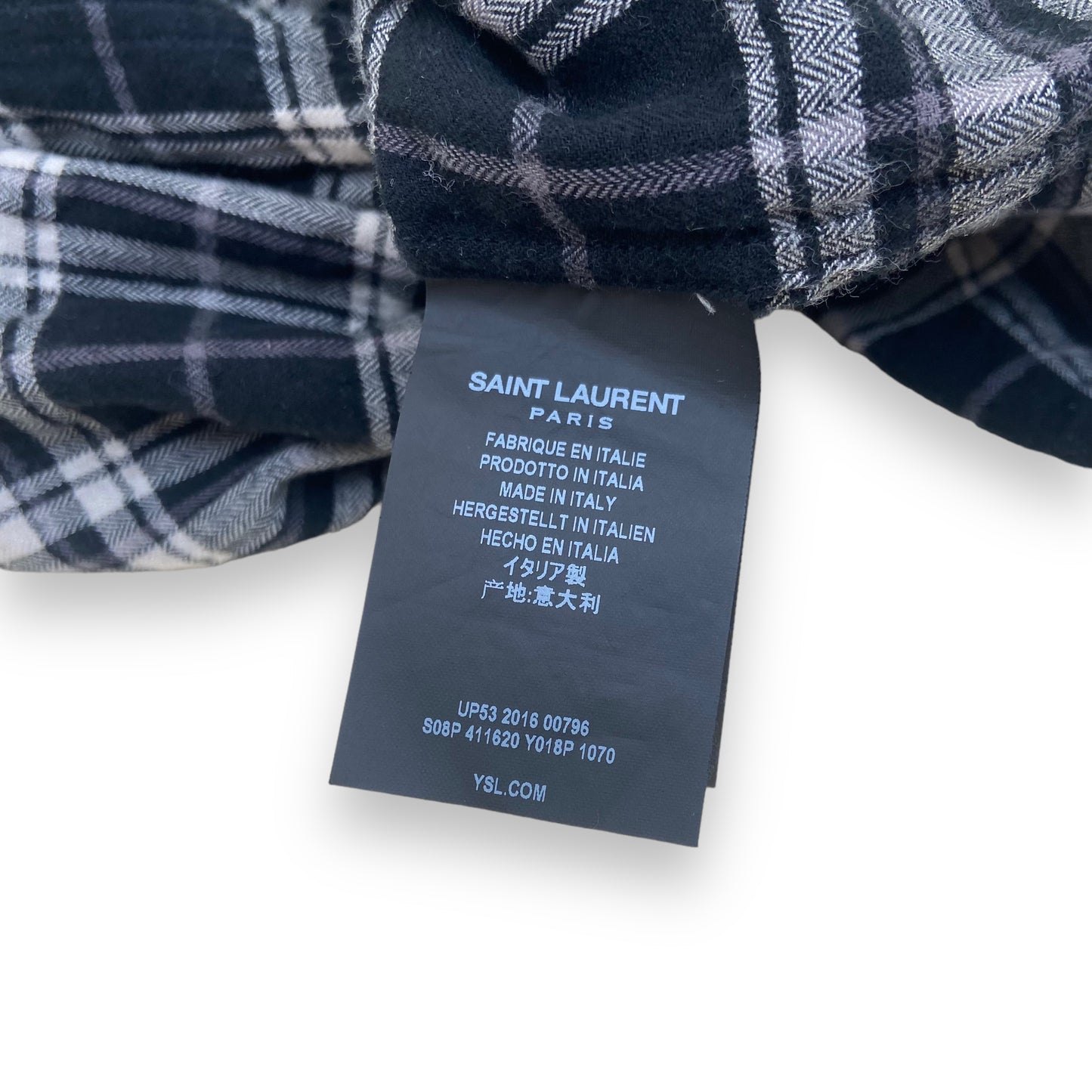 SAINT LAURENT CHECKED COTTON SHIRT BLACK / WHITE S