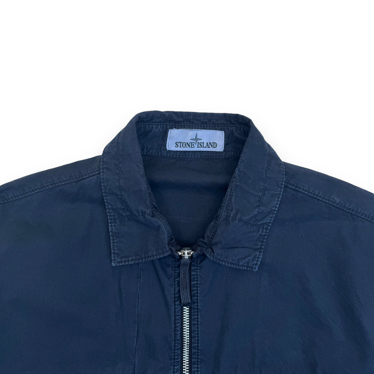 STONE ISLAND GARMENT DYED POCKET ZIP-UP OVERSHIRT NAVY XL