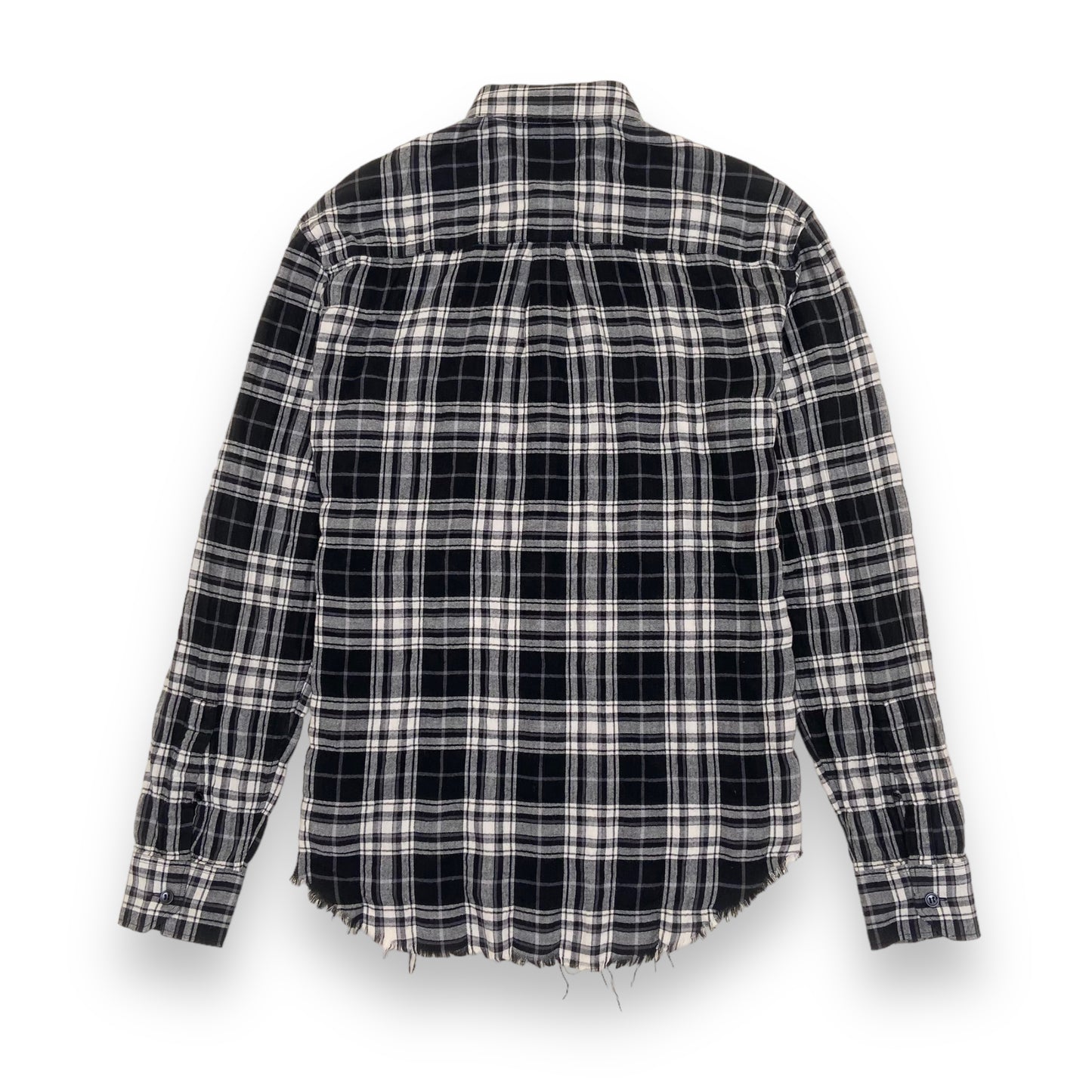 SAINT LAURENT CHECKED COTTON SHIRT BLACK / WHITE S