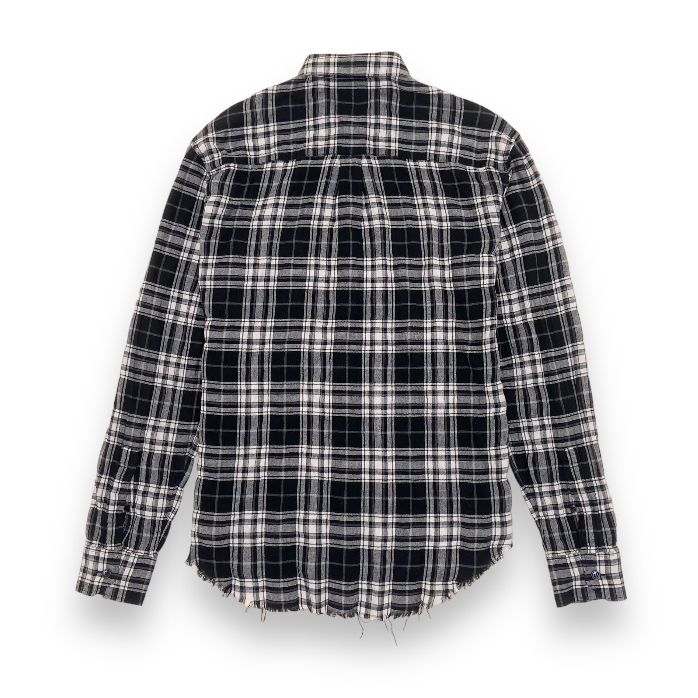 SAINT LAURENT CHECKED COTTON SHIRT BLACK / WHITE S