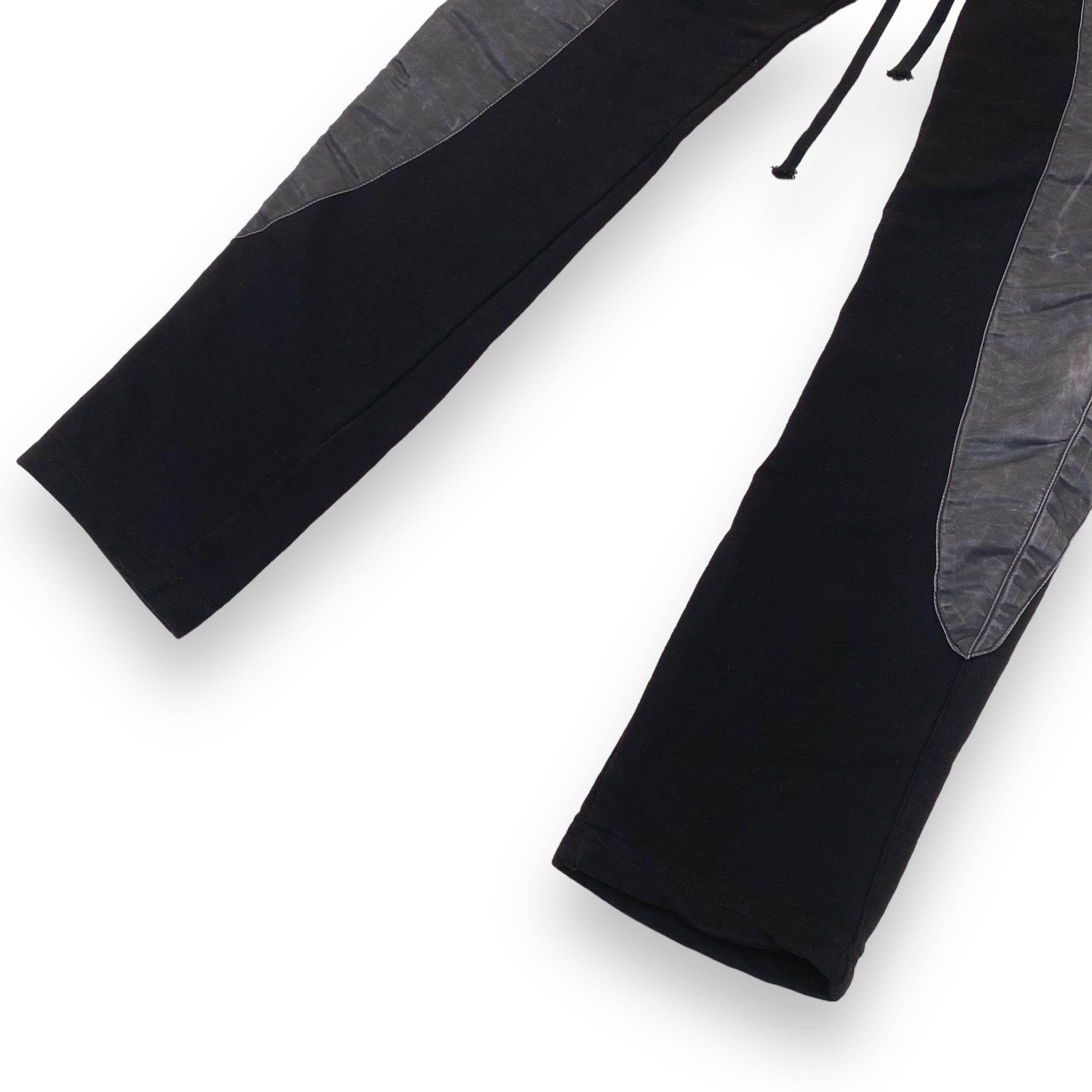 GREG LAUREN WASHED SATIN 50/50 SLIM LOUNGE TROUSERS BLACK M