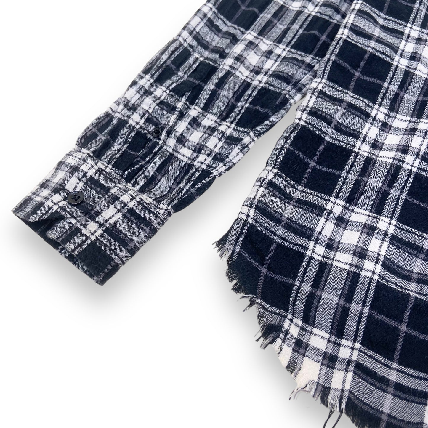 SAINT LAURENT CHECKED COTTON SHIRT BLACK / WHITE S