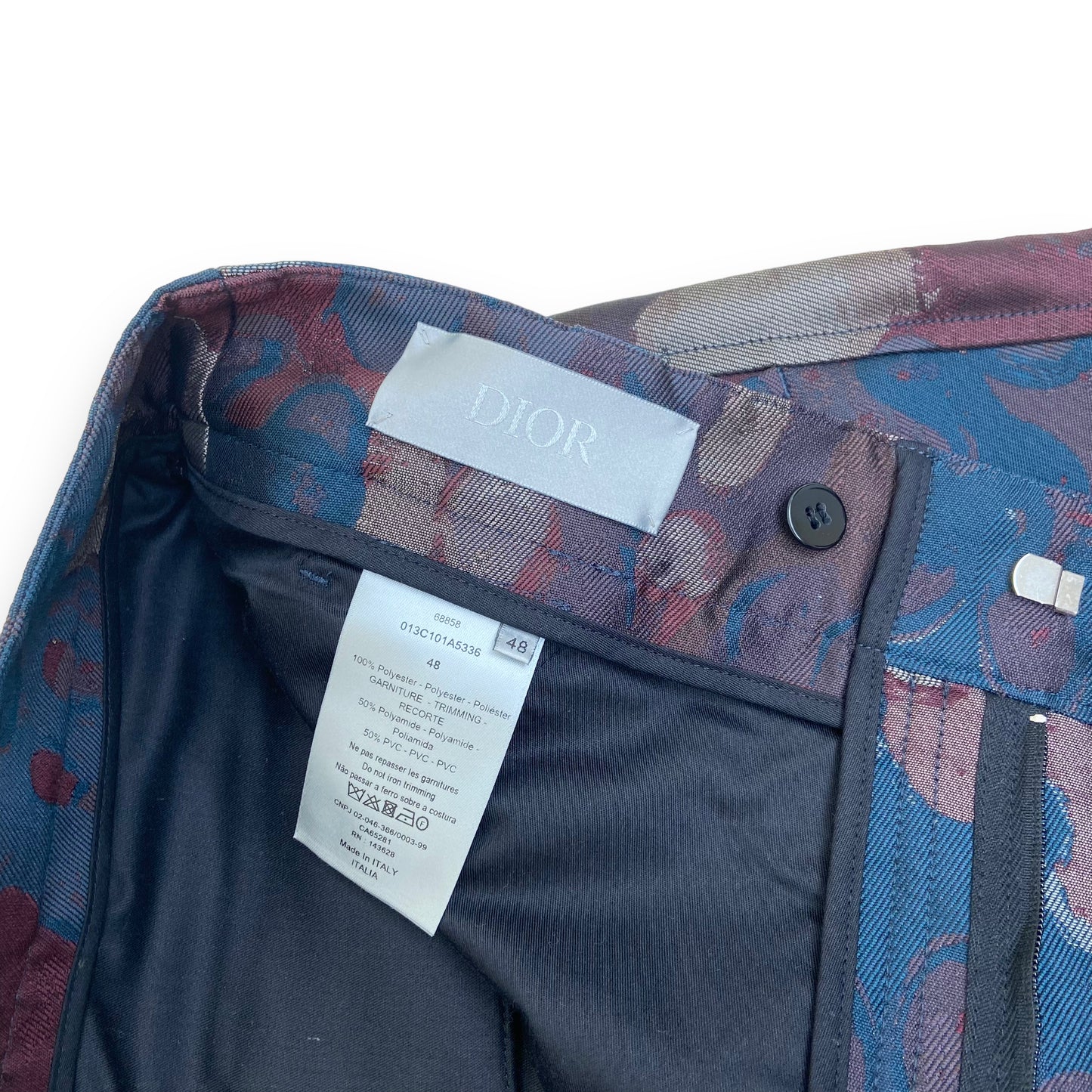 DIOR X PETER DOIG SS21 JACQUARD CAMOFLAGE CARGO TROUSERS M