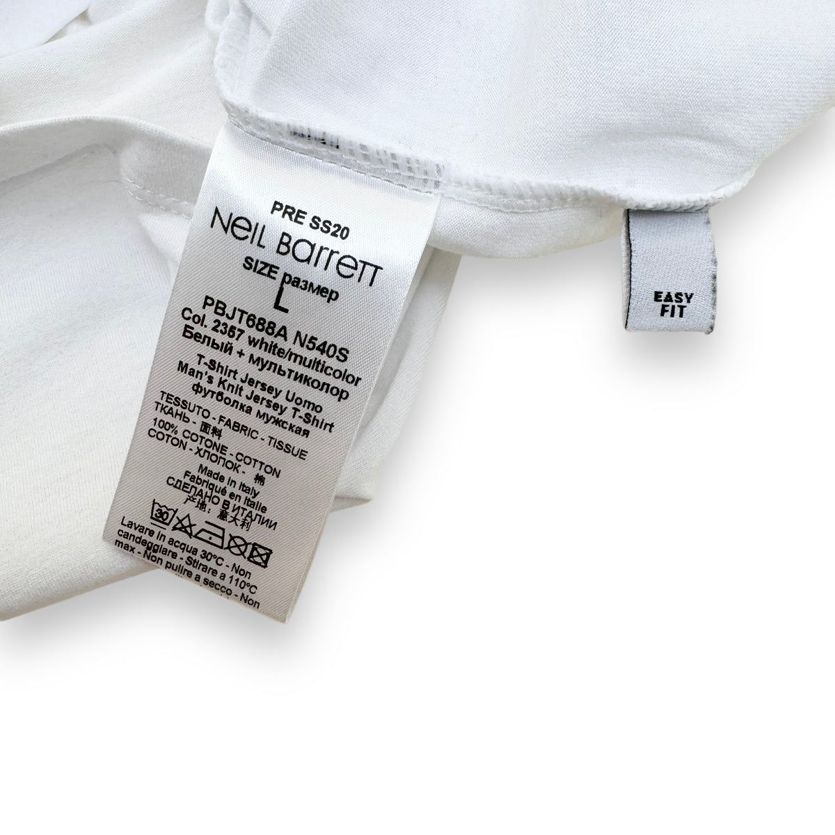 NEIL BARRETT COTTON ‘RAP CULES 2’ T-SHIRT WHITE L