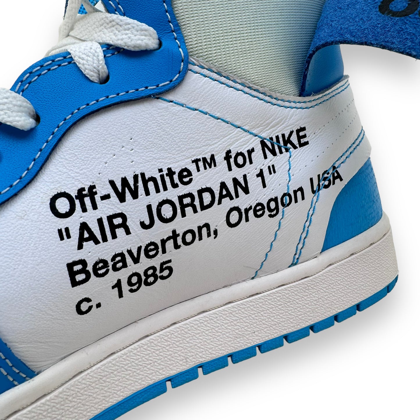 NIKE X OFF-WHITE JORDAN 1 HIGH UNIVERSITY BLUE UNC SNEAKER UK11