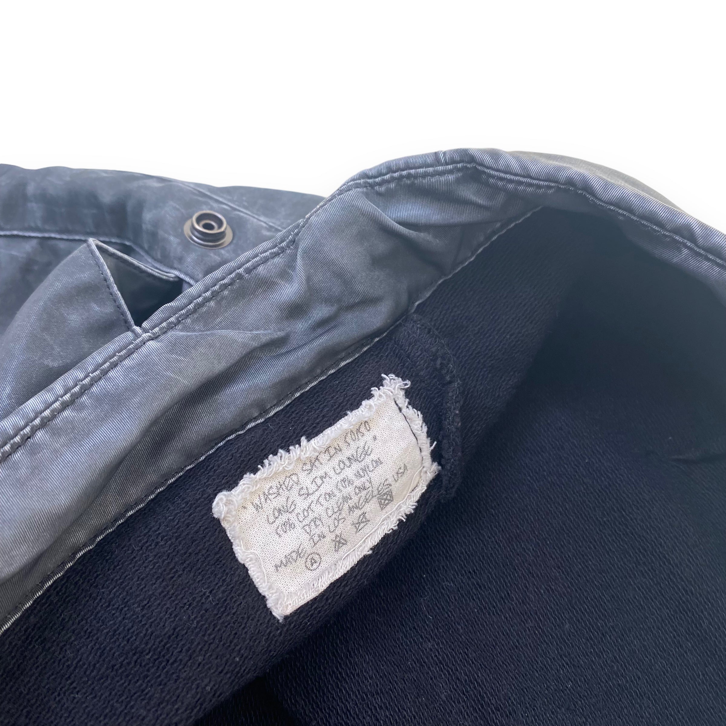 GREG LAUREN WASHED SATIN 50/50 SLIM LOUNGE TROUSERS BLACK M