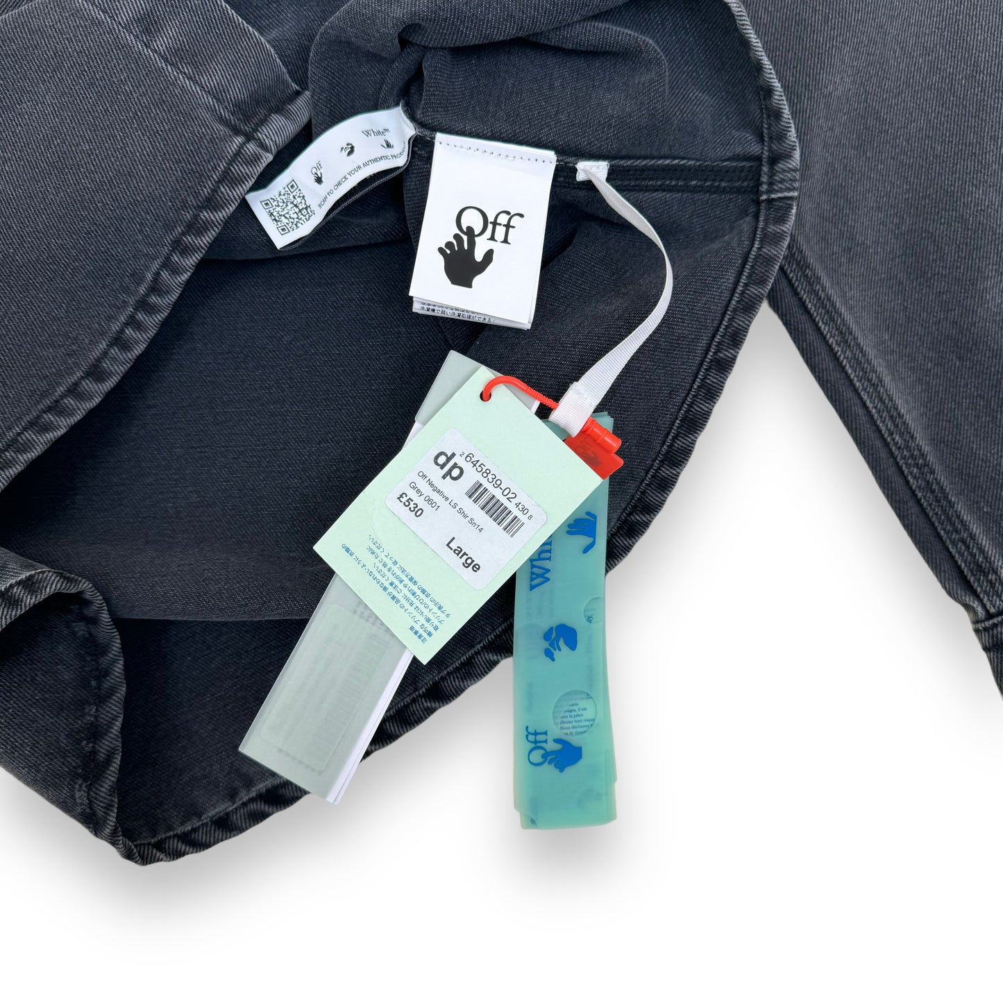 OFF-WHITE NEGATIVE MARK DENIM SHIRT GREY L