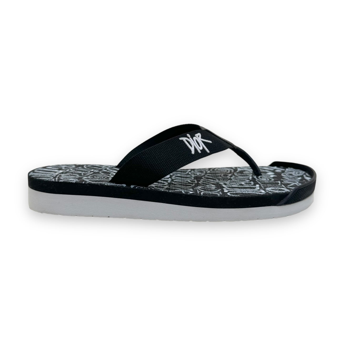 DIOR X SHAWN STÜSSY 2020 FLIP FLOPS BLACK / WHITE UK9
