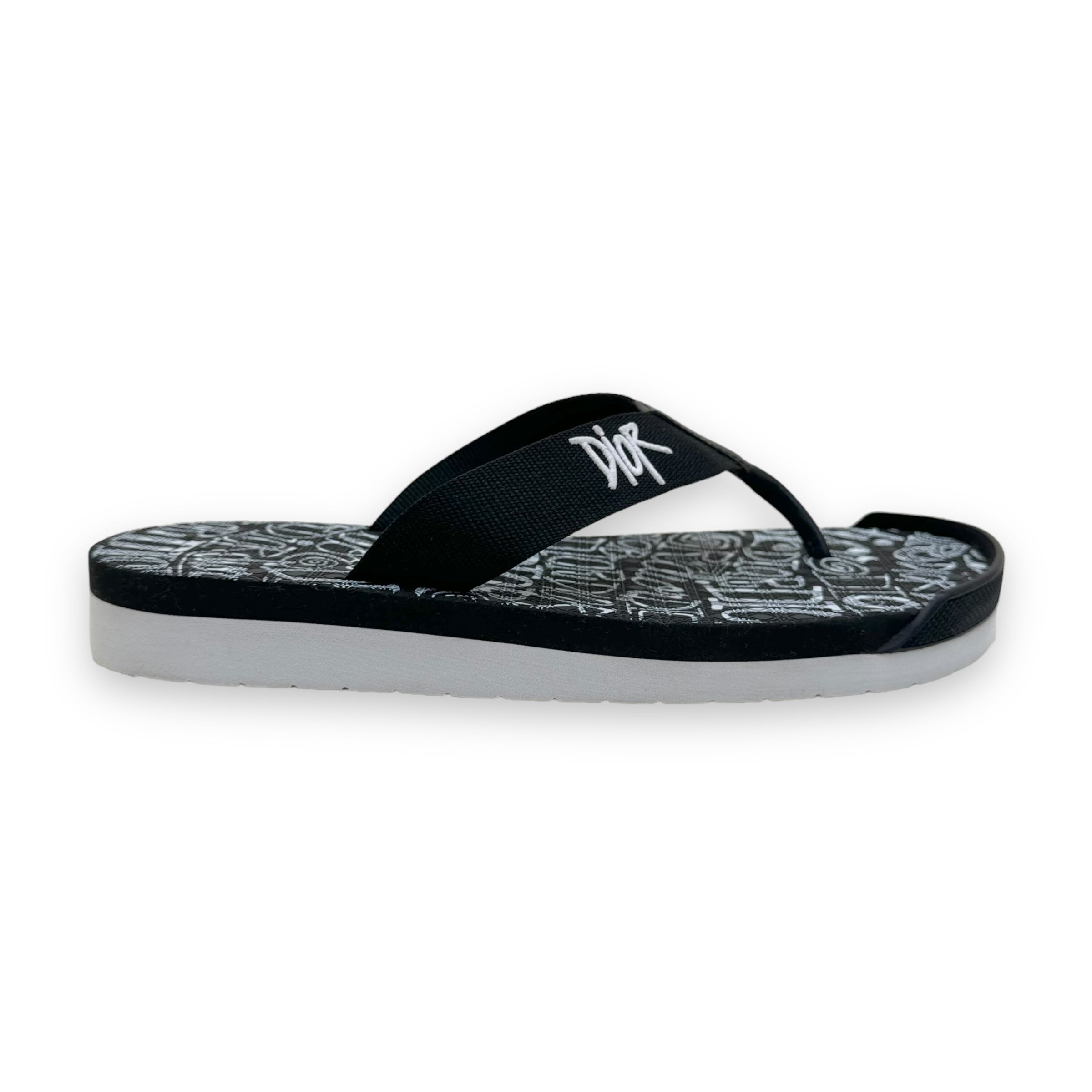 DIOR X SHAWN STÜSSY 2020 FLIP FLOPS BLACK / WHITE UK9