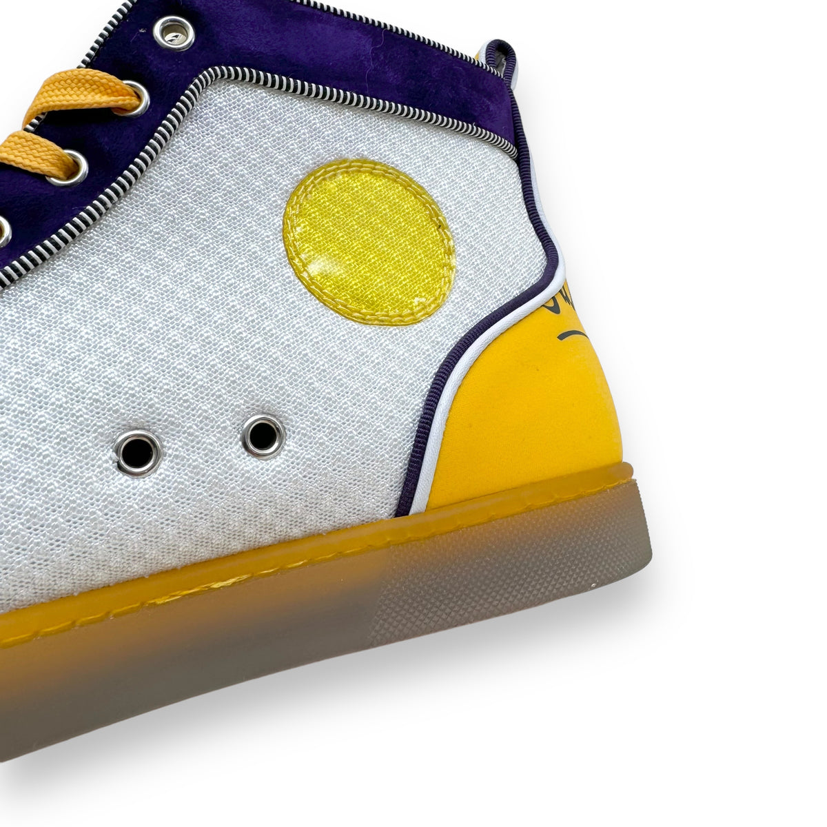 CHRISTIAN LOUBOUTIN ‘LAKERS’ SPIKE HIGH TOP SNEAKER ‘PURPLE YELLOW’ UK9