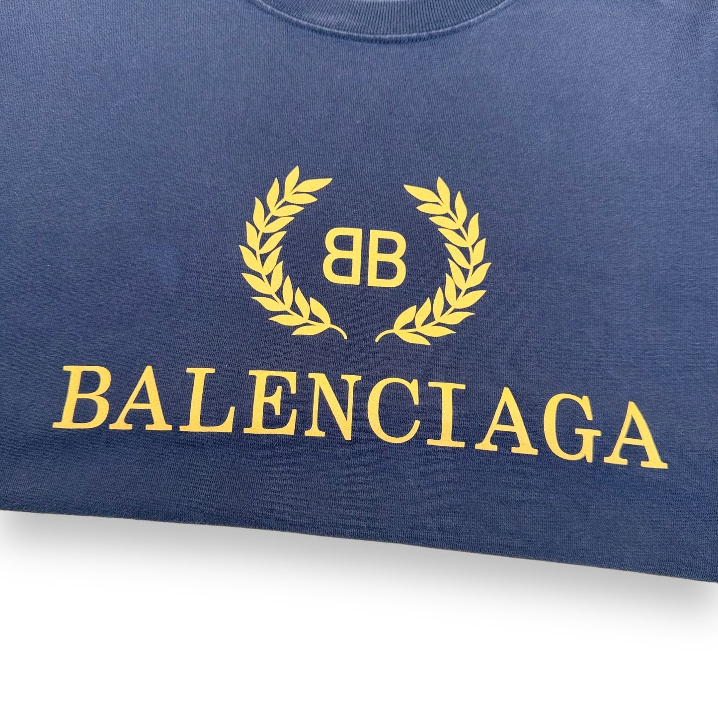 BALENCIAGA WRATH LOGO PRINT T-SHIRT NAVY L