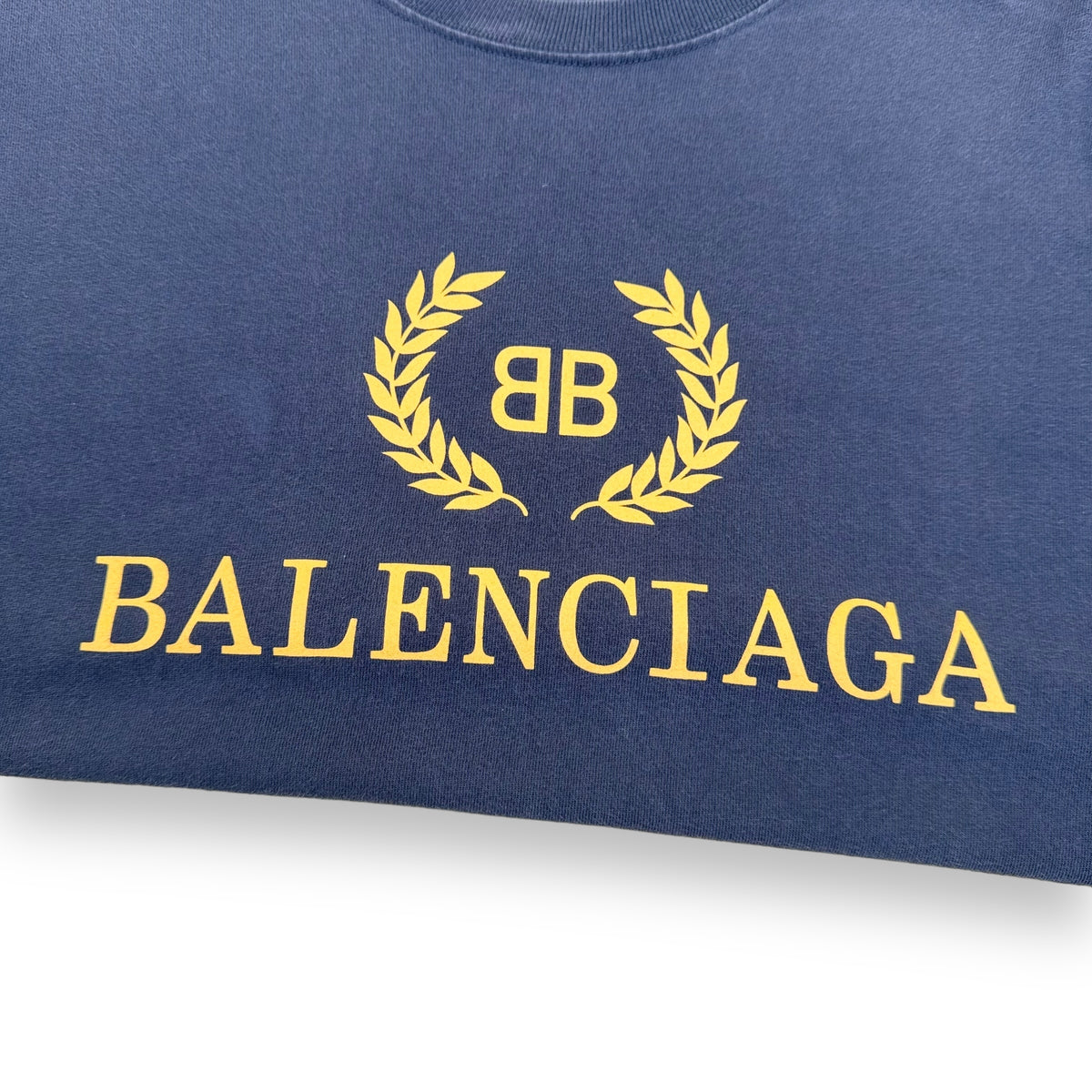 BALENCIAGA WRATH LOGO PRINT T-SHIRT NAVY L