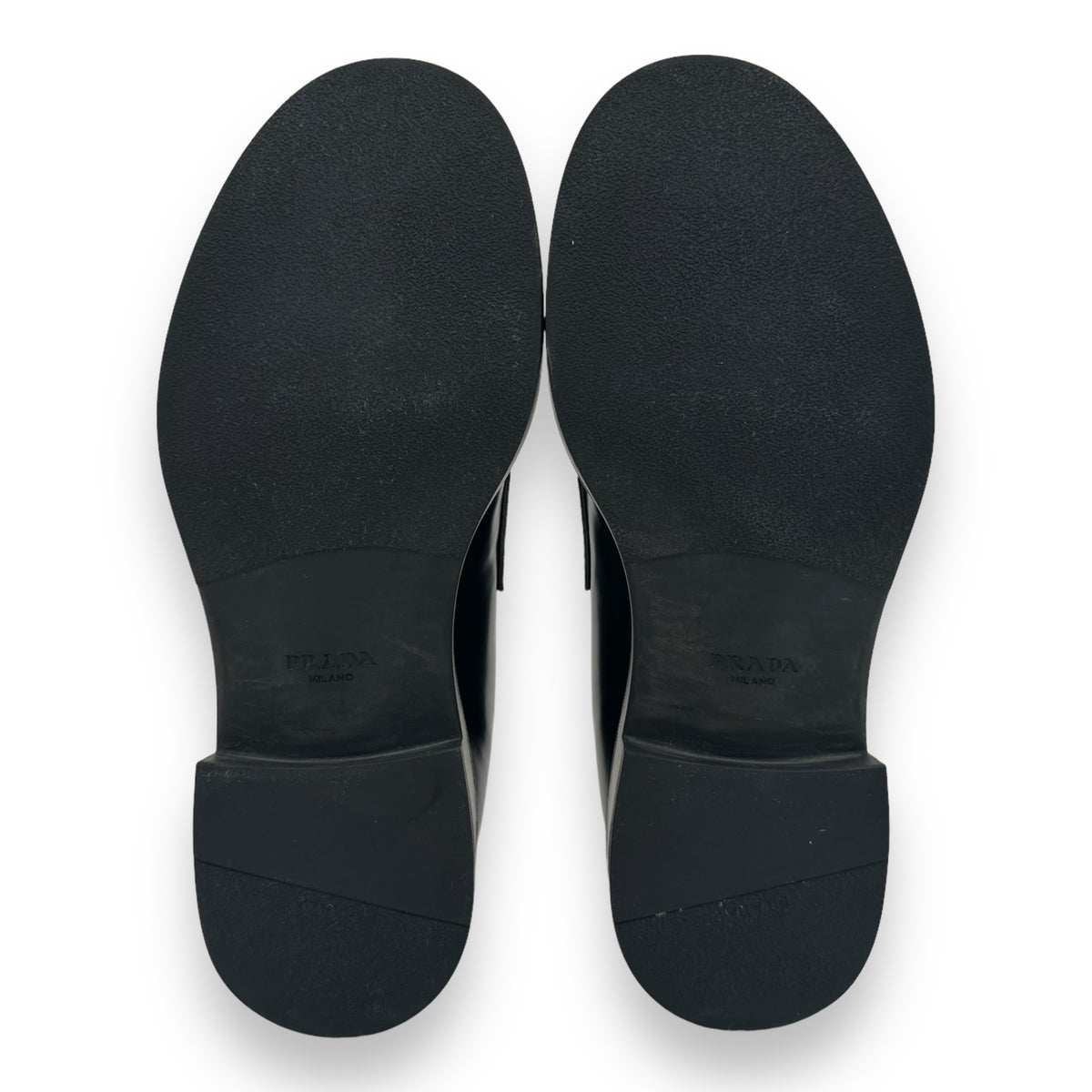 PRADA BRUSHED LEATHER LOAFERS BLACK UK6.5