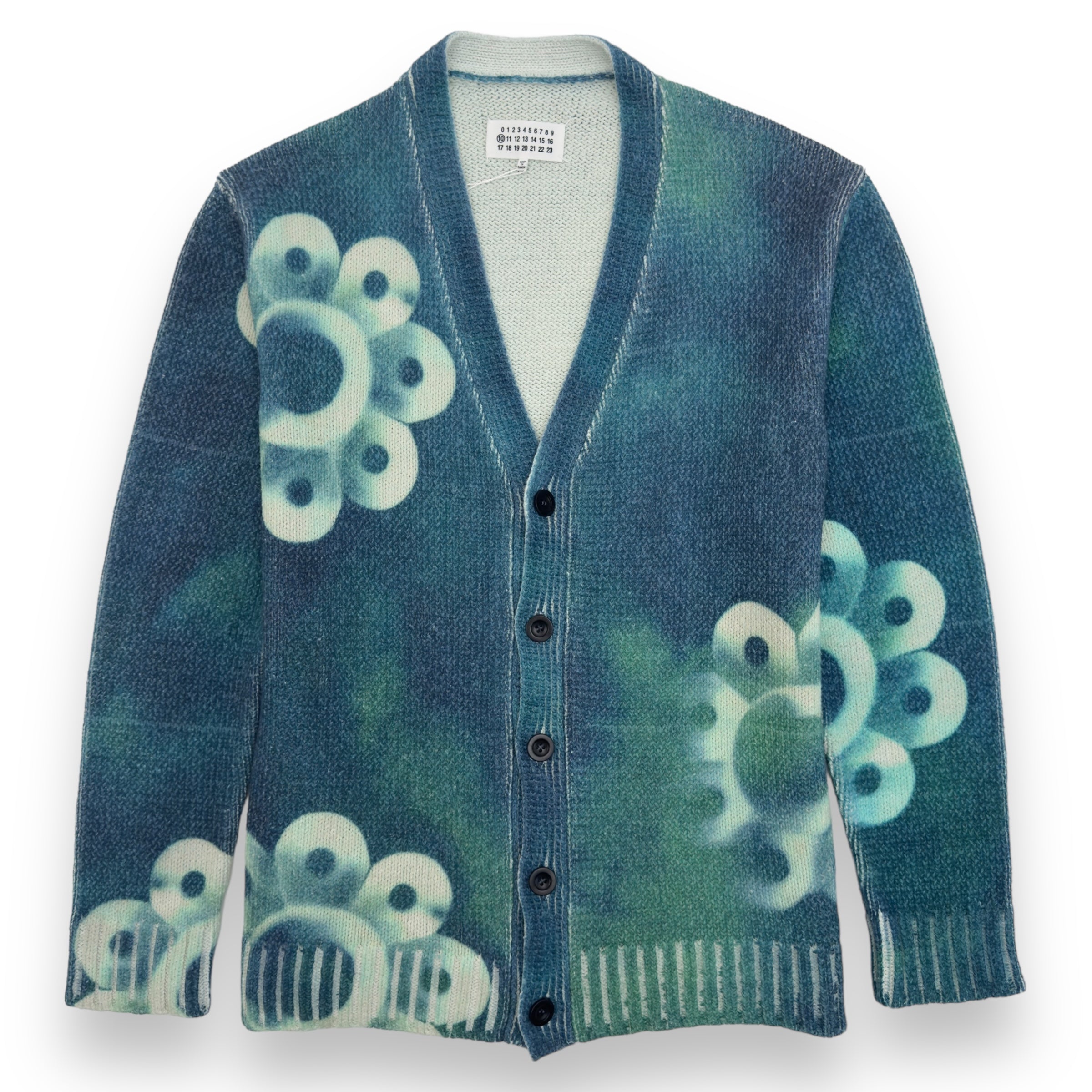 MAISON MARGIELA FLORAL PRINT TIE-DYE SWEATER BLUE / WHITE M