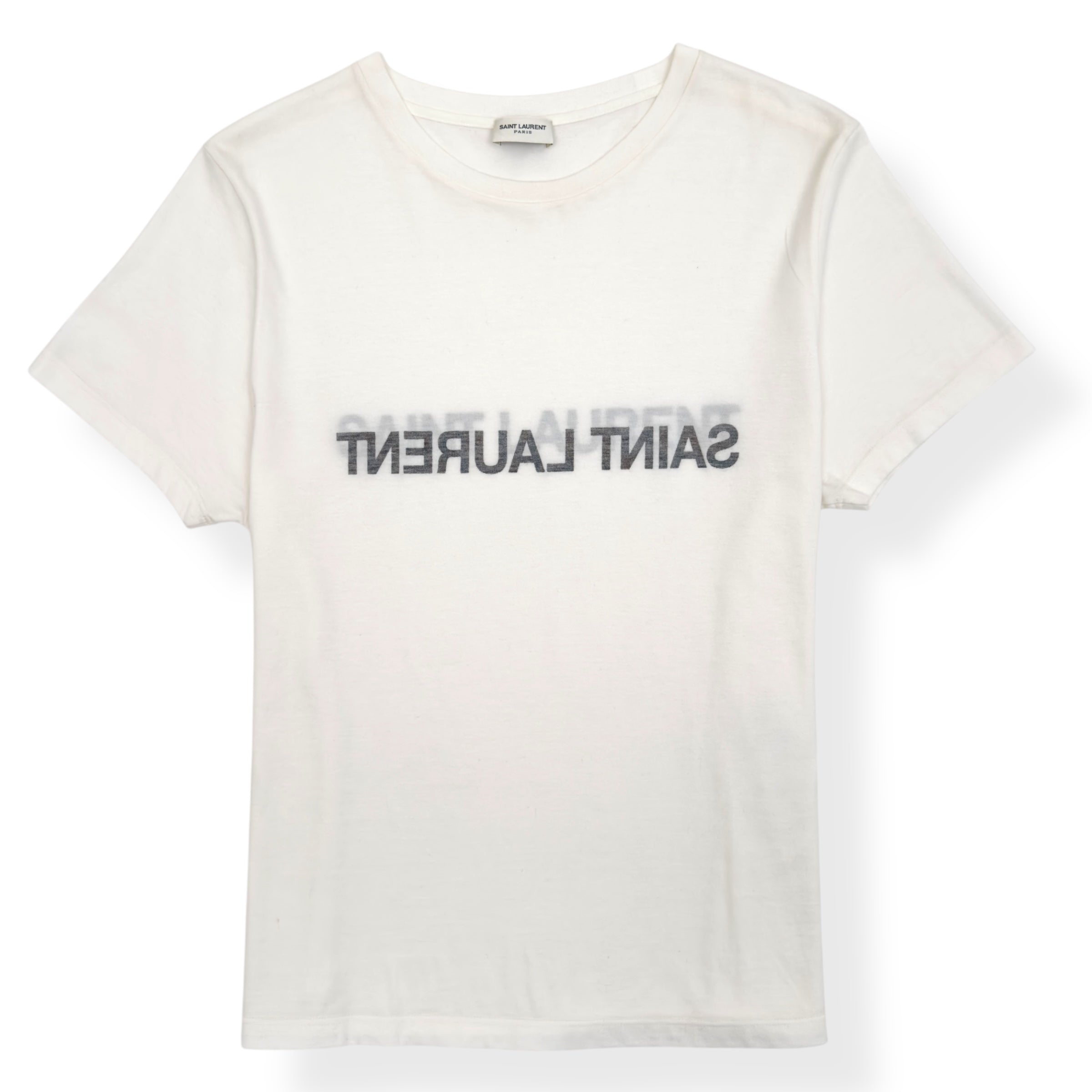 SAINT LAURENT LOGO-PRINT COTTON T-SHIRT WHITE / BLACK M