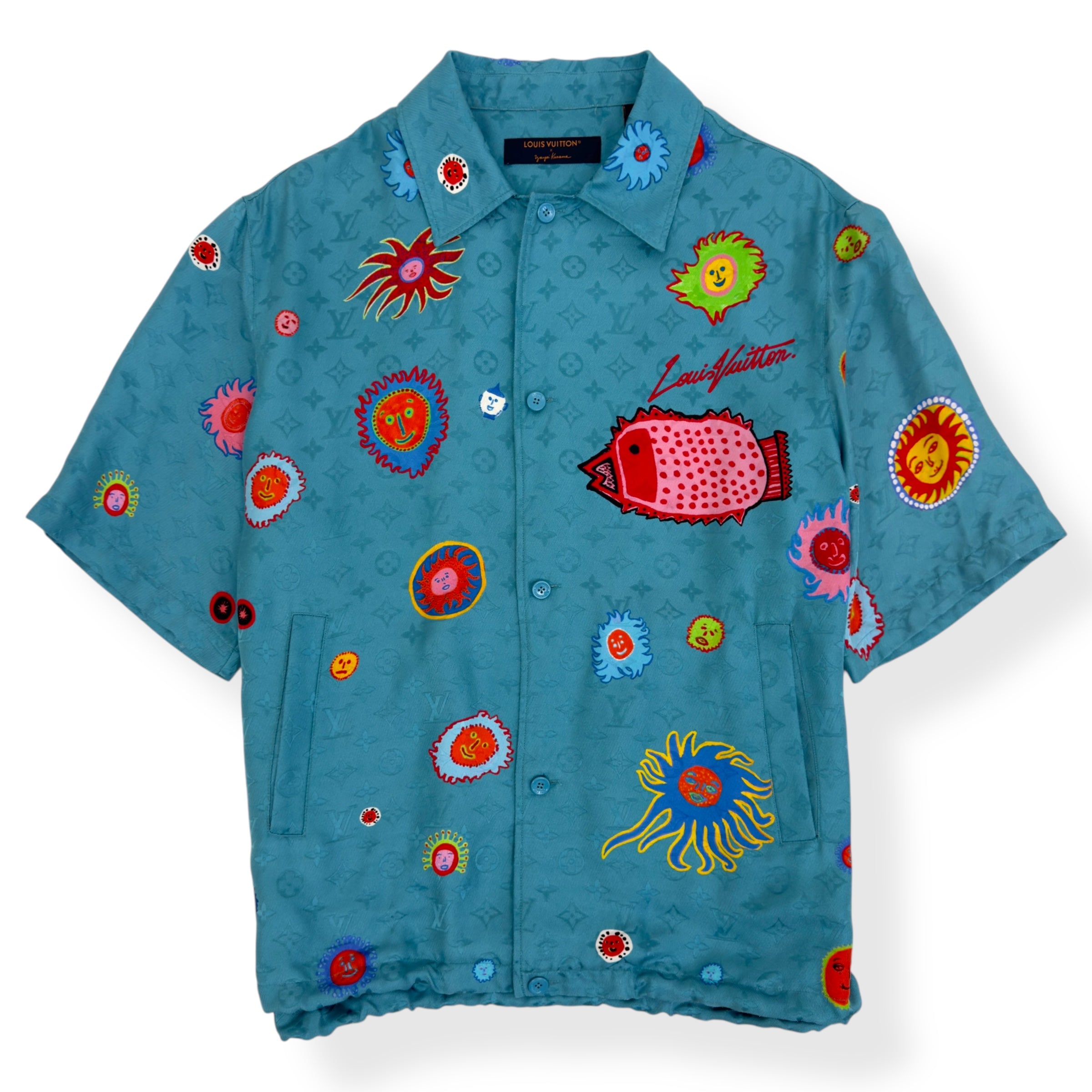 LOUIS VUITTON X YAYOI KUSAMA LV X YK SILK SHIRT BLUE L