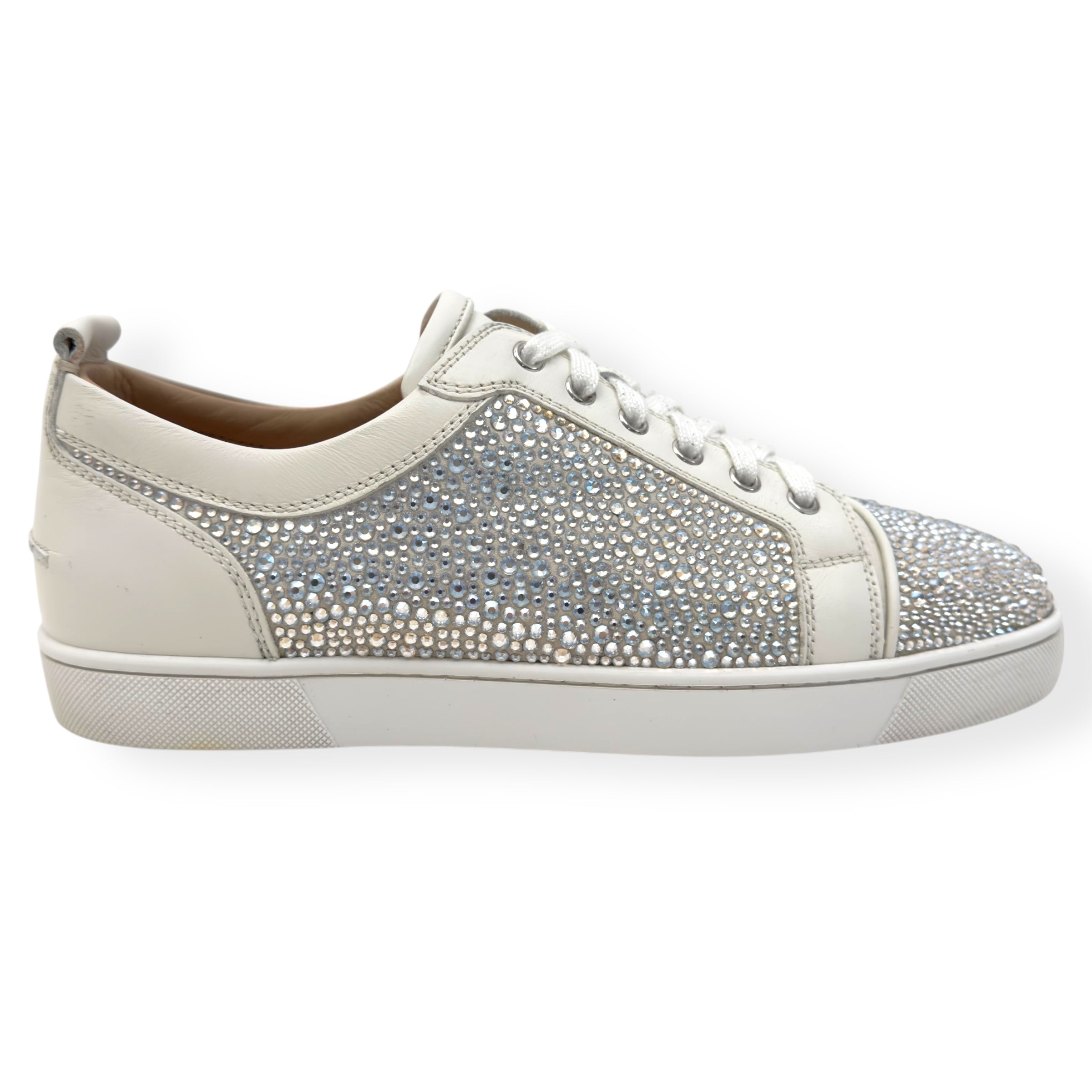 CHRISTIAN LOUBOUTIN LOUIS JUNIOR STRASS EMBELLISHED LOW TOP SNEAKER WHITE 43 / UK9