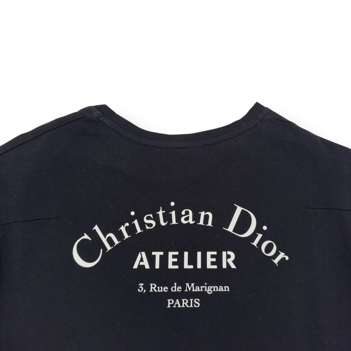 CHRISTIAN DIOR COTTON LOGO CREWNECK T-SHIRT BLACK / WHITE L