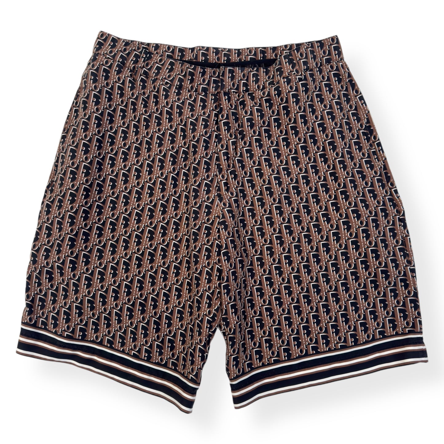 DIOR OBLIQUE BERMUDA MONOGRAM SILK SHORTS BROWN 50 / L