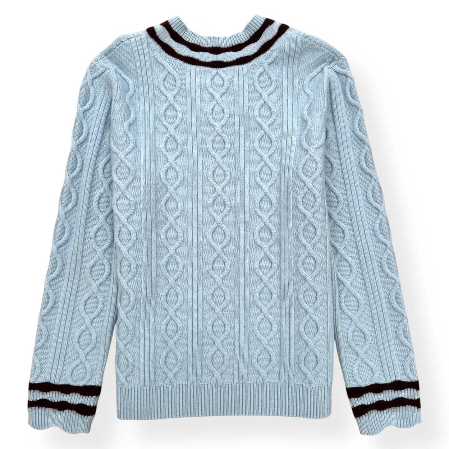 LOUIS VUITTON WOOL / MOHAIR V-NECK JUMPER BLUE / BROWN XL