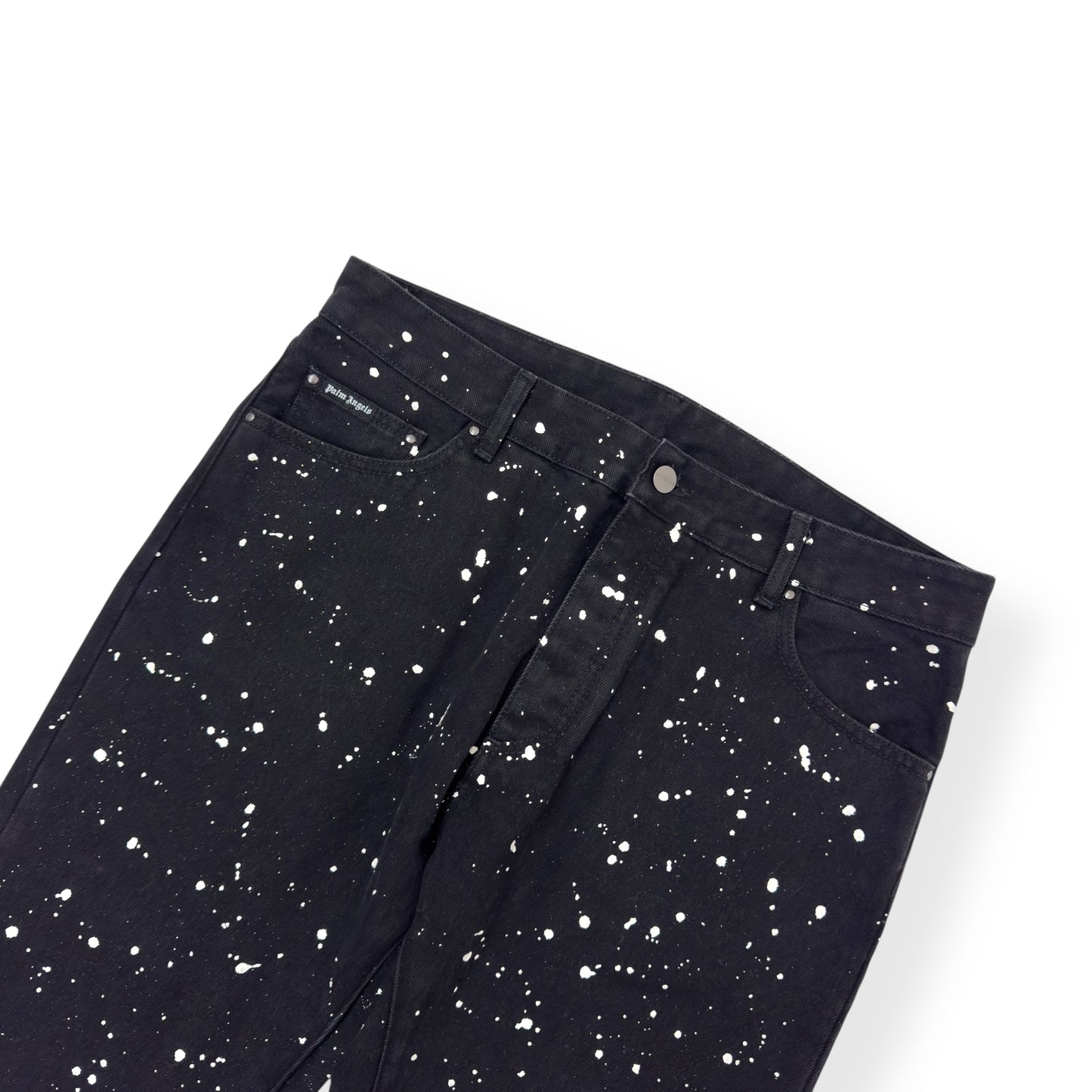 PALM ANGELS CACTUS 5 POCKET DENIM JEANS BLACK / WHITE / BLUE W33”