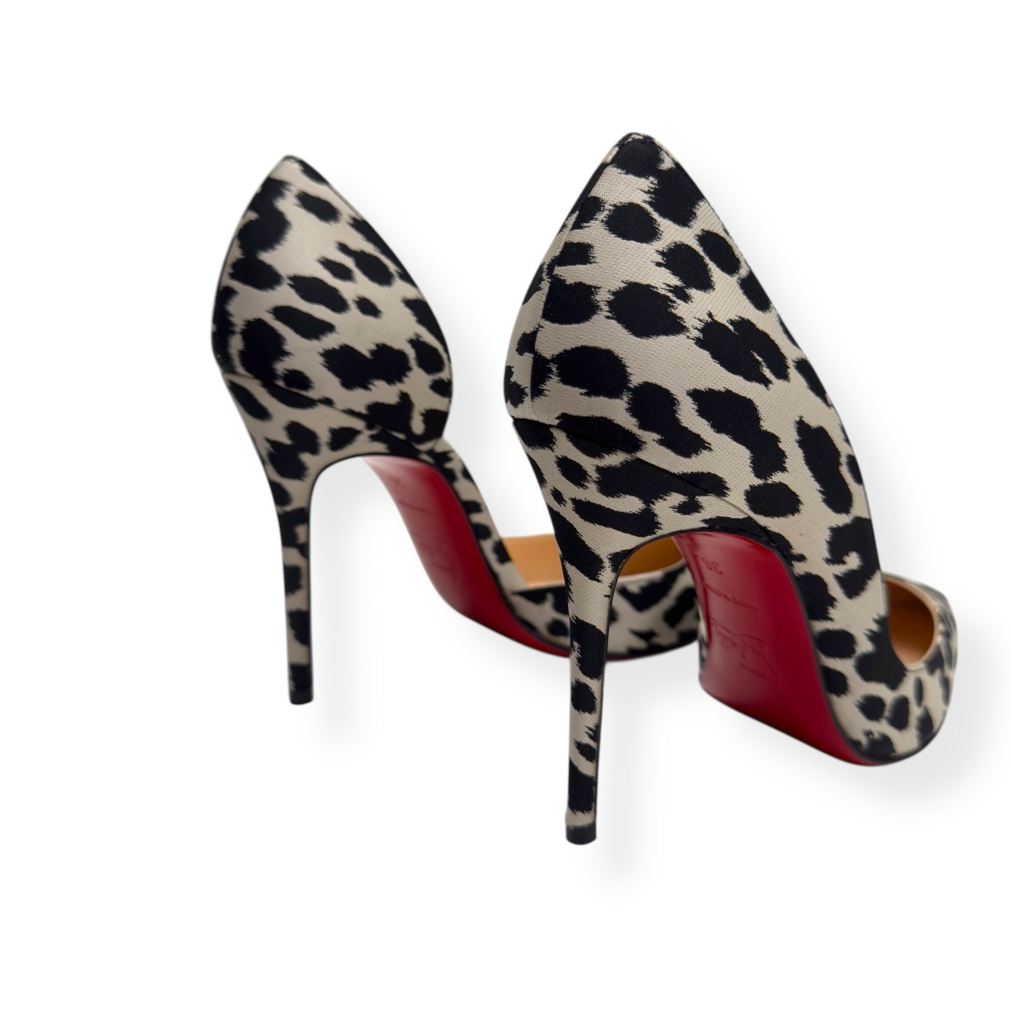 CHRISTIAN LOUBOUTIN PONY HAIR ANIMAL PRINT PUMPS BLACK / WHITE / RED 36 / UK3