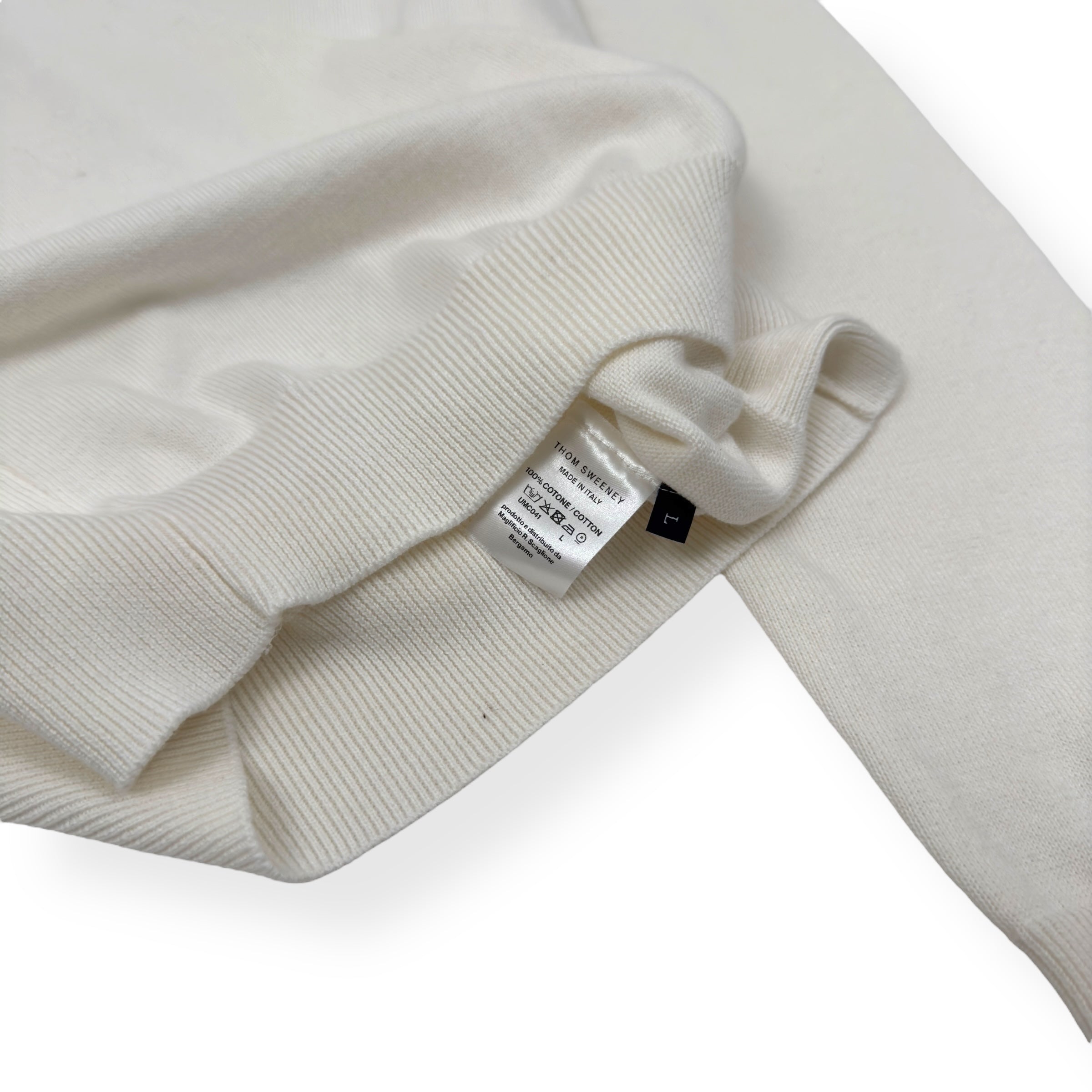 THOM SWEENEY LONG-SLEEVE SS24 SKIPPER POLO SHIRT MILK WHITE L