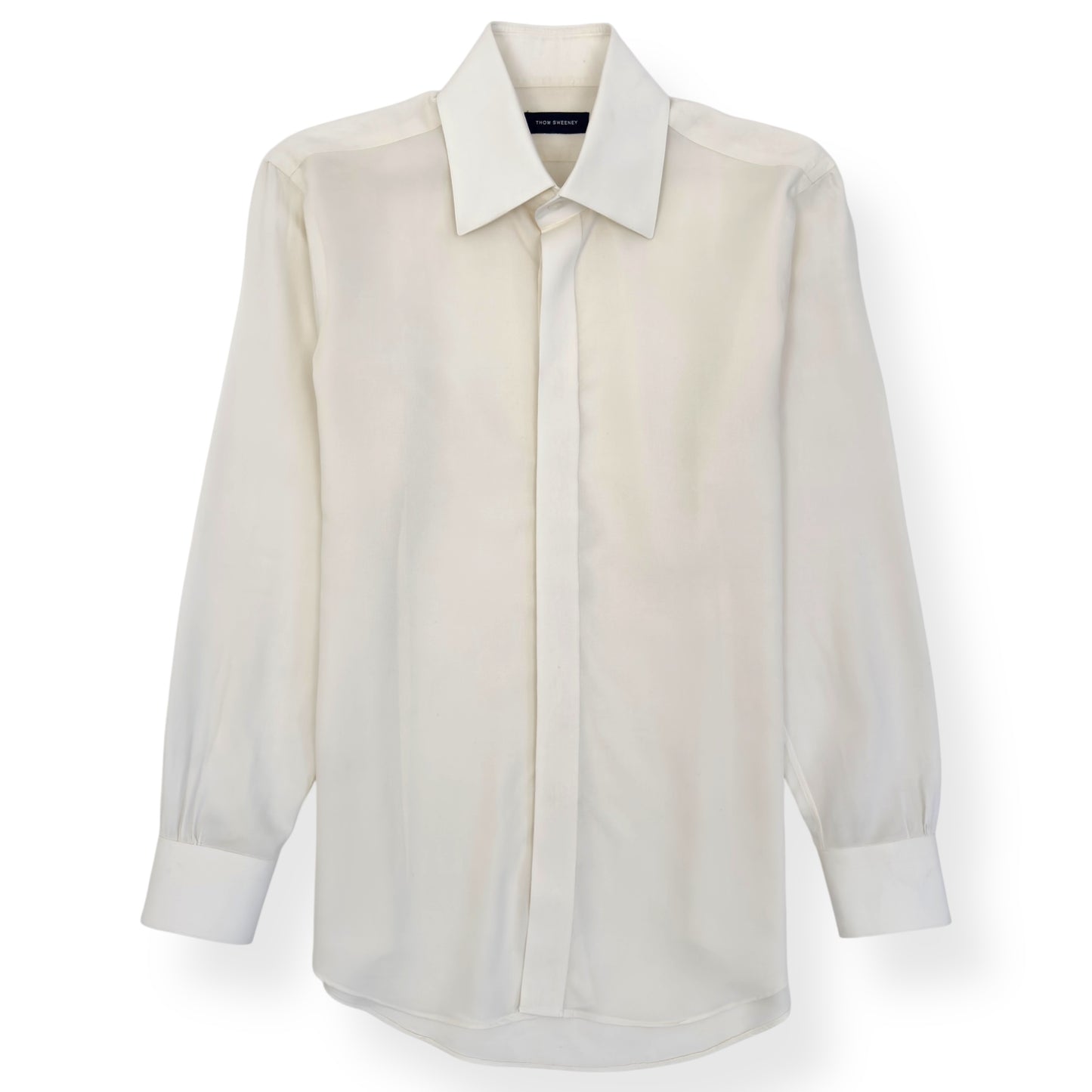 THOM SWEENEY WOOL BUTTON DOWN SHIRT CREAM M