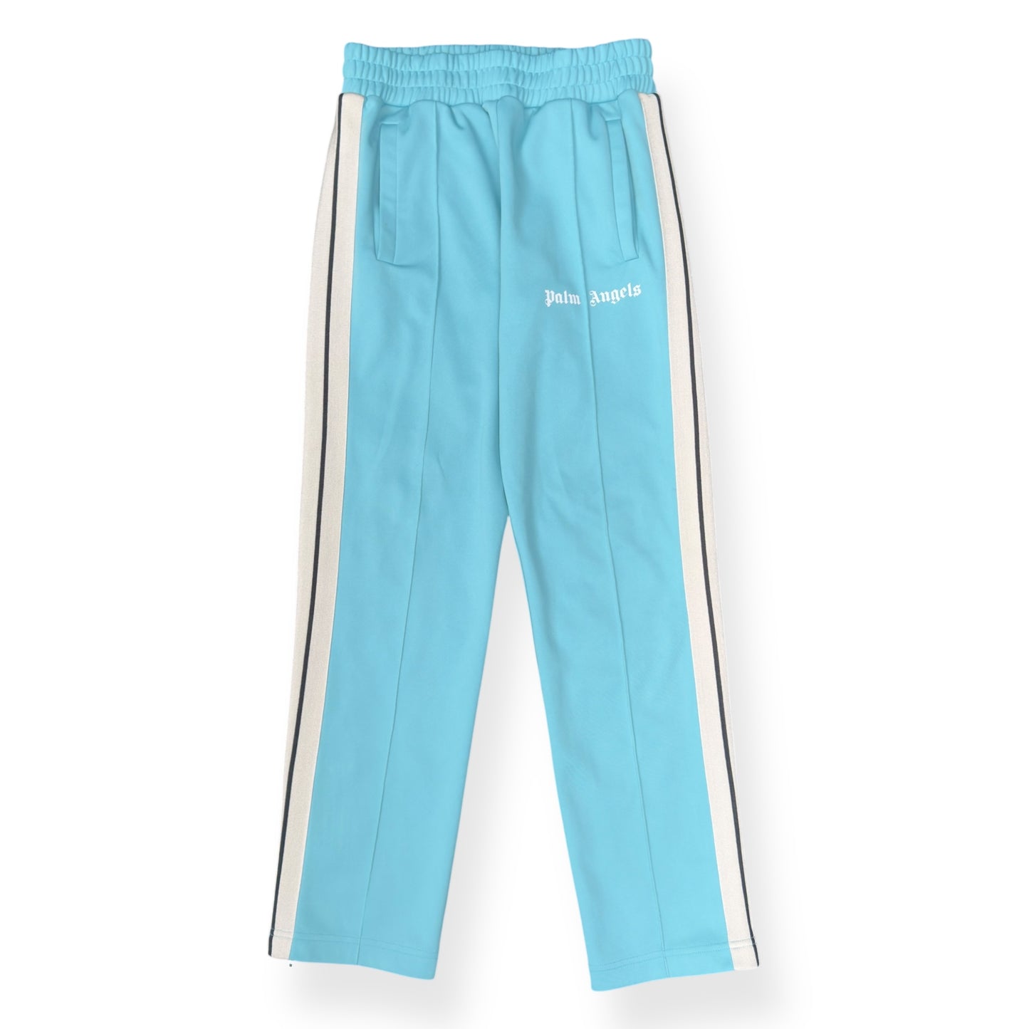 PALM ANGELS STRAIGHT LEG TRACK PANTS BLUE / WHITE M