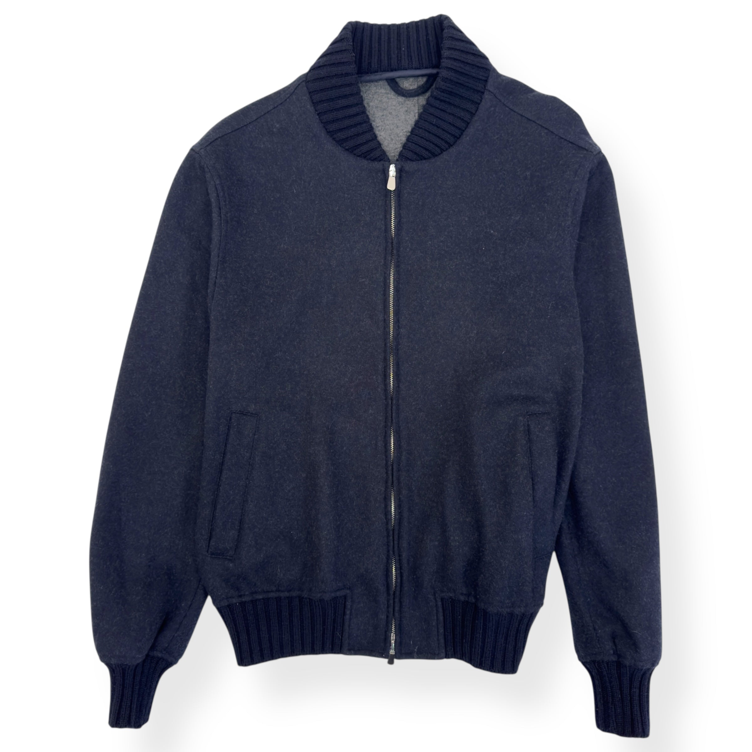 THOM SWEENEY BESPOKE ZIP THROUGH CASHMERE JACKET BLUE 52 / L