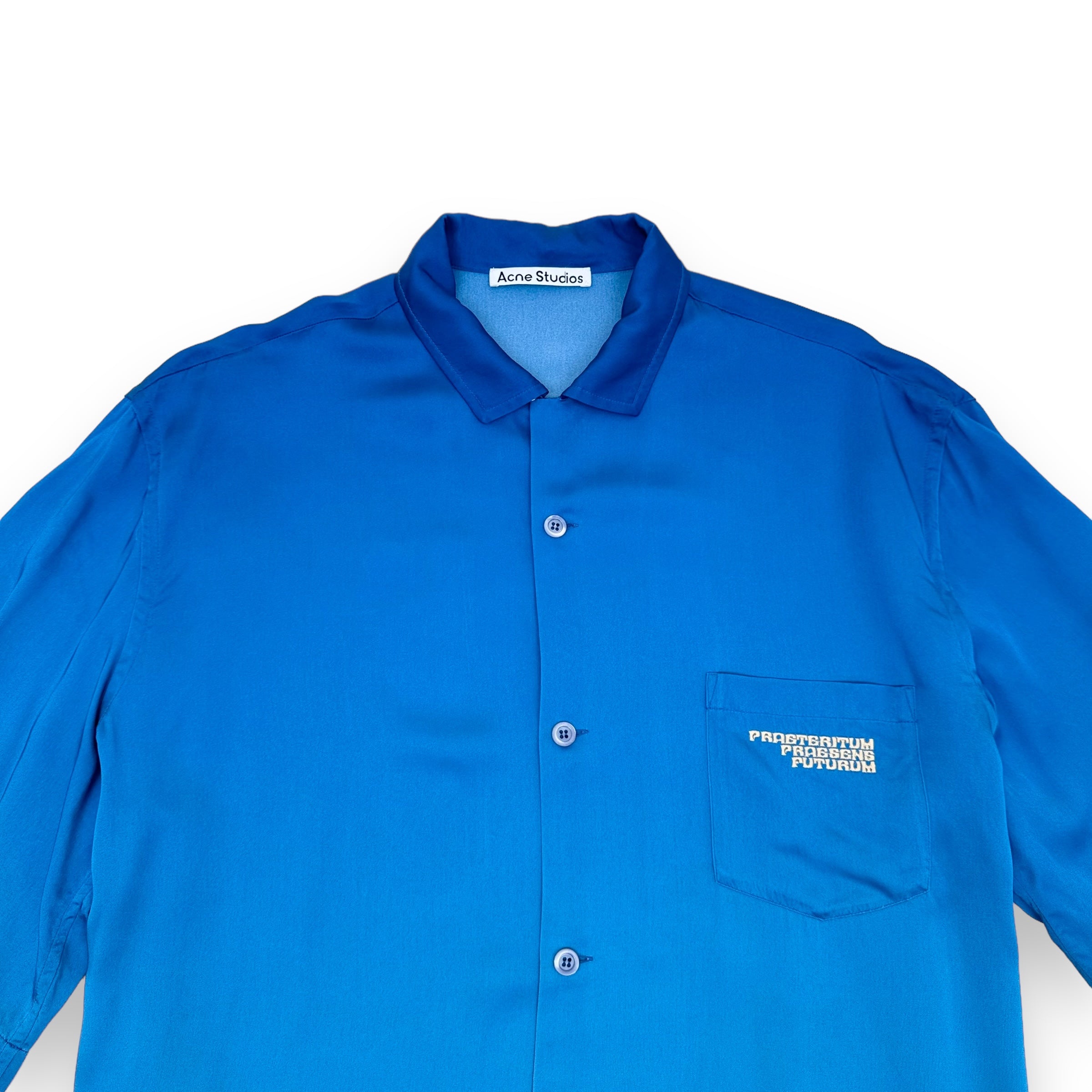 ACNE STUDIOS STATUE PRINT VISCOSE SHIRT BLUE L
