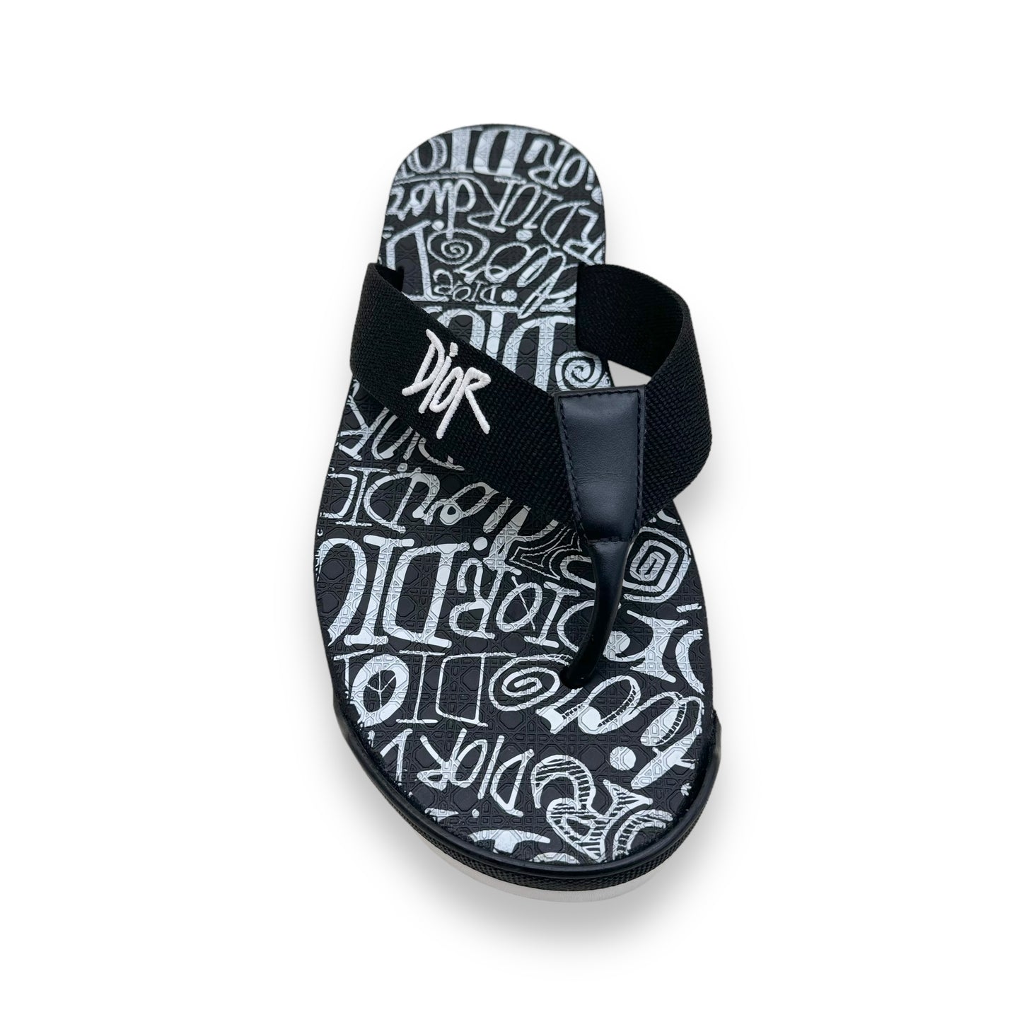 DIOR X SHAWN STÜSSY 2020 FLIP FLOPS BLACK / WHITE UK9