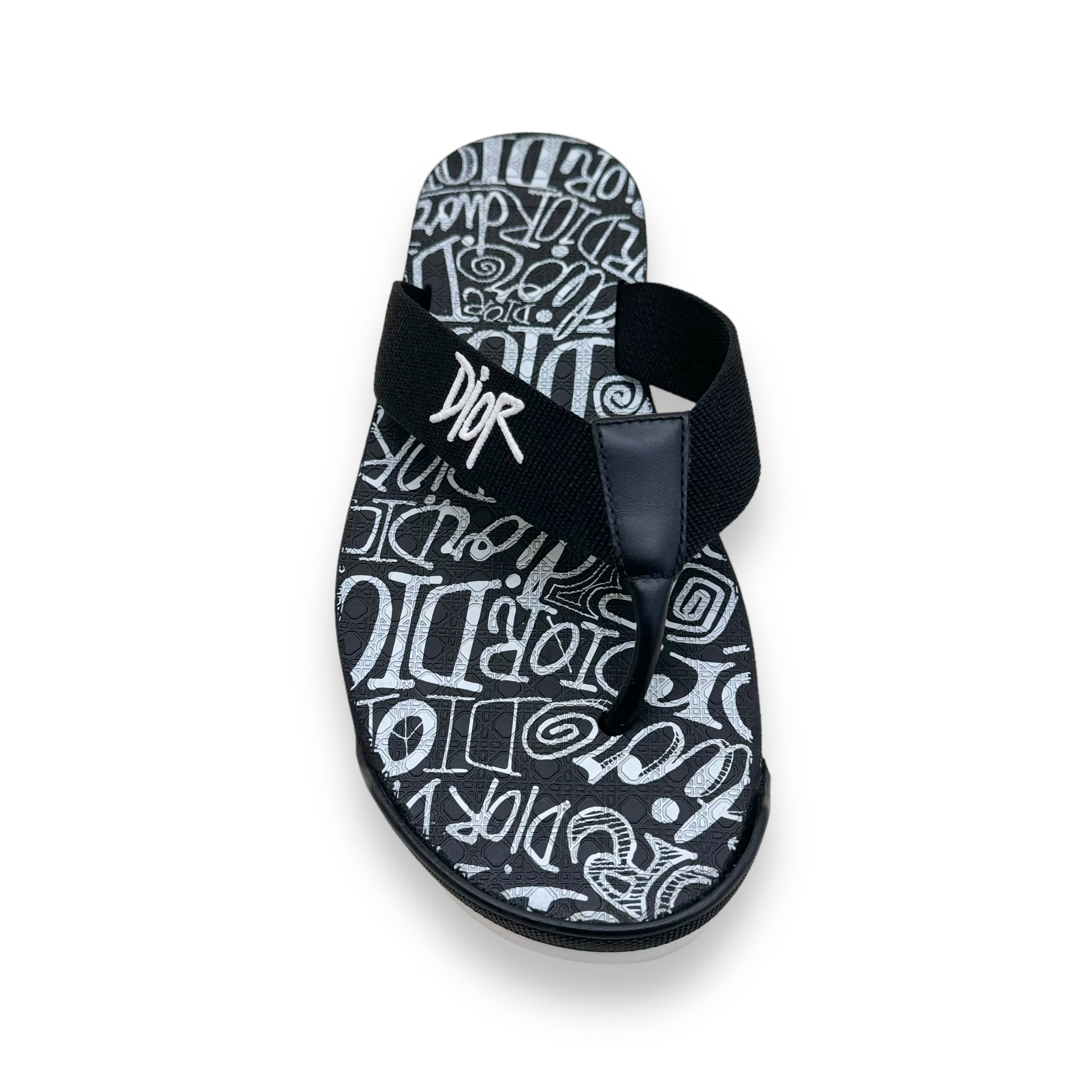 DIOR X SHAWN STÜSSY 2020 FLIP FLOPS BLACK / WHITE UK9