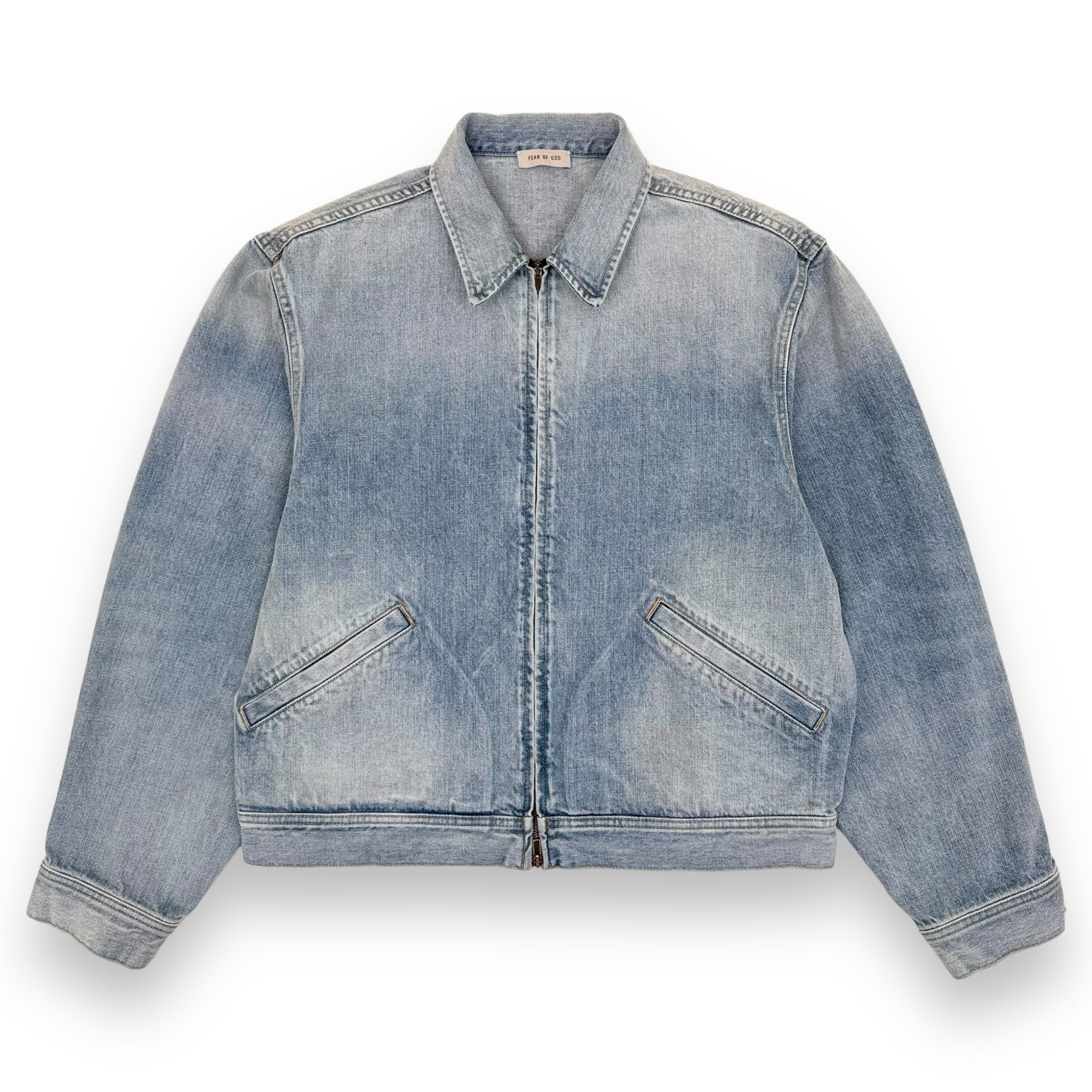 FEAR OF GOD ZIP-UP DENIM JACKET BLUE L