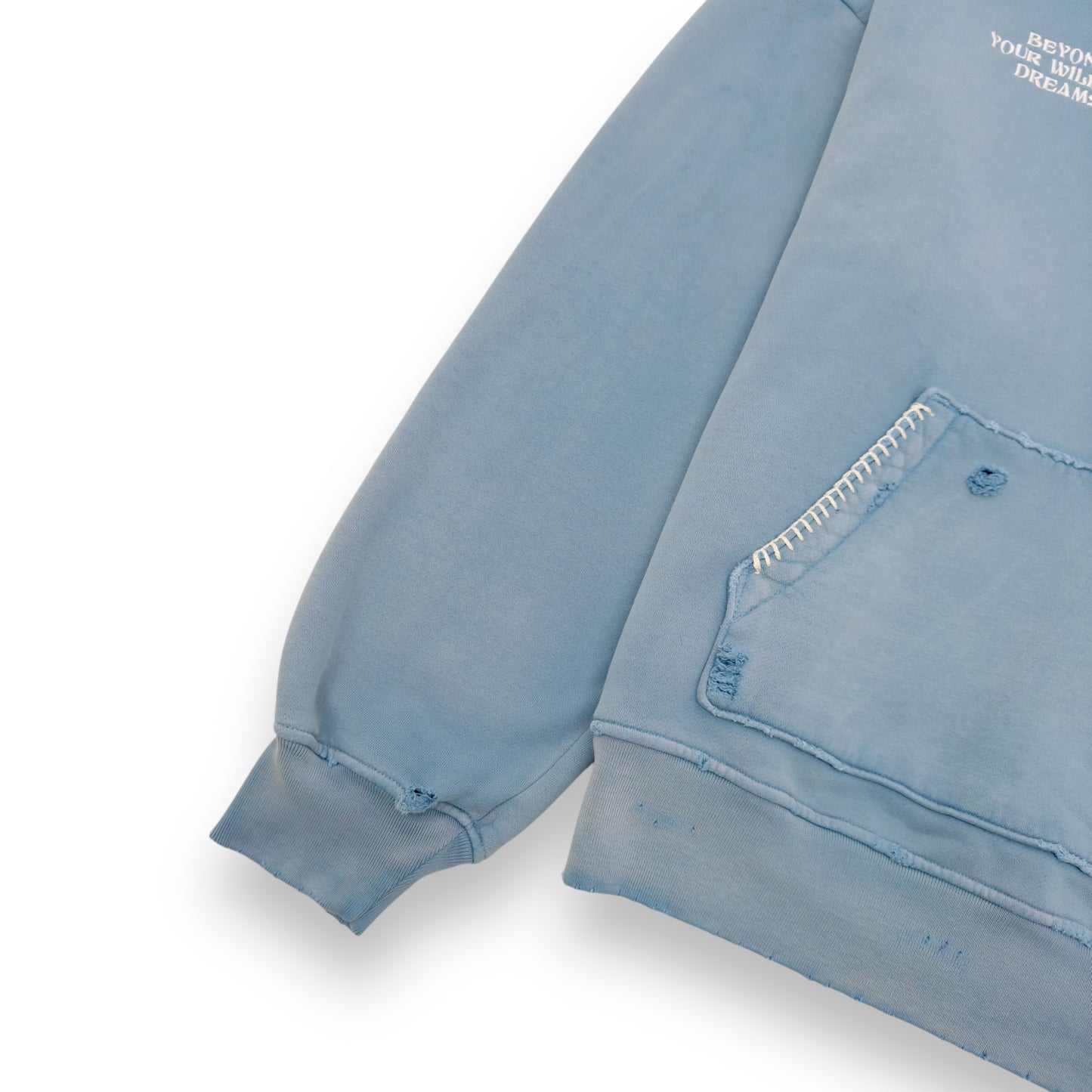 AMIRI ETERNAL DOVE DISTRESSED HOODIE BABY BLUE L