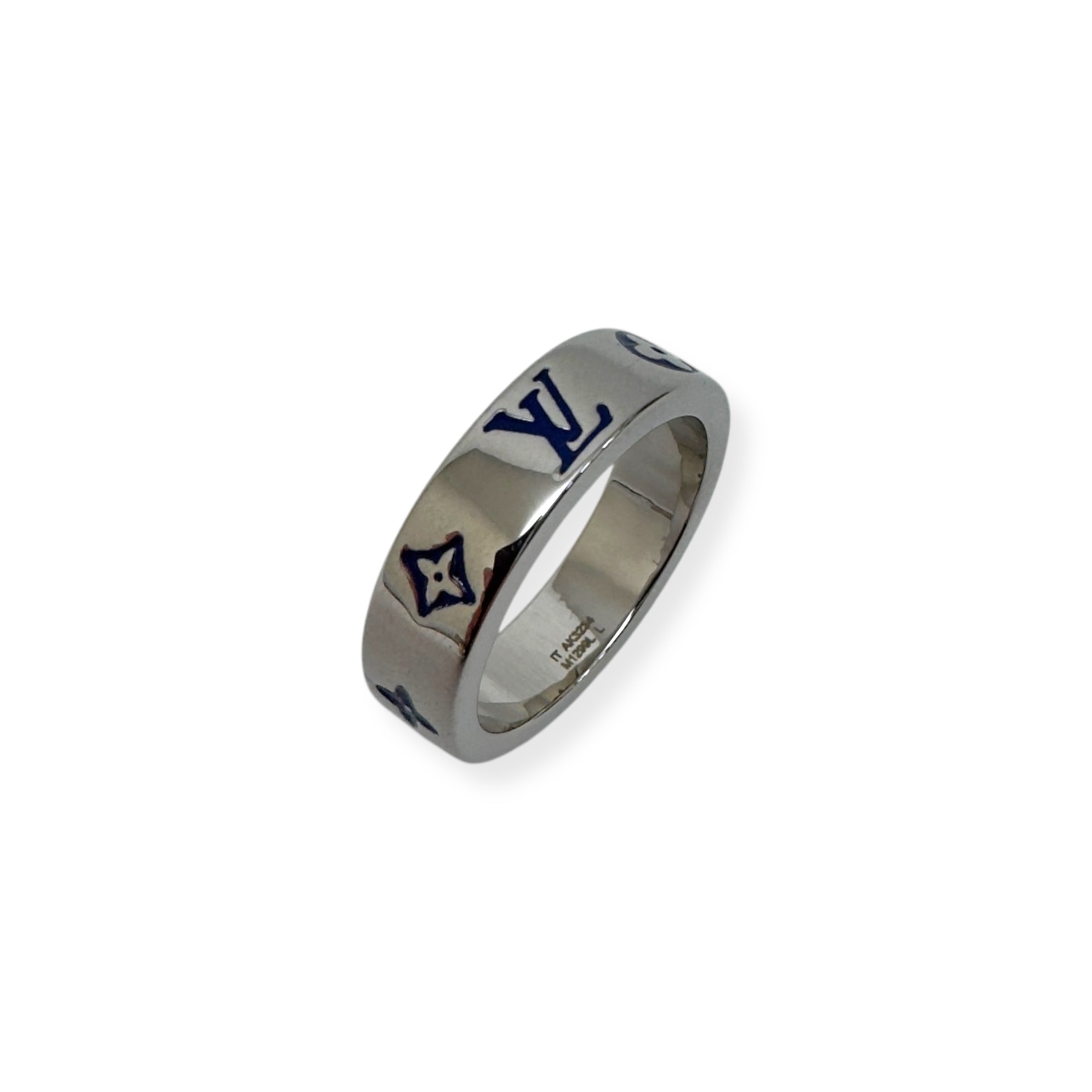 LOUIS VUITTON LV MOSAIC THIN RING SILVER / BLUE L