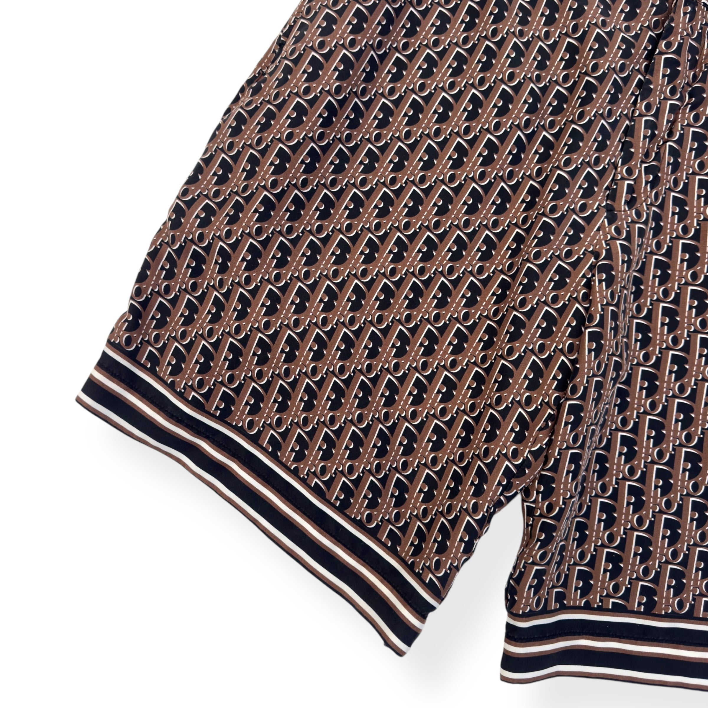 DIOR OBLIQUE BERMUDA MONOGRAM SILK SHORTS BROWN 50 / L