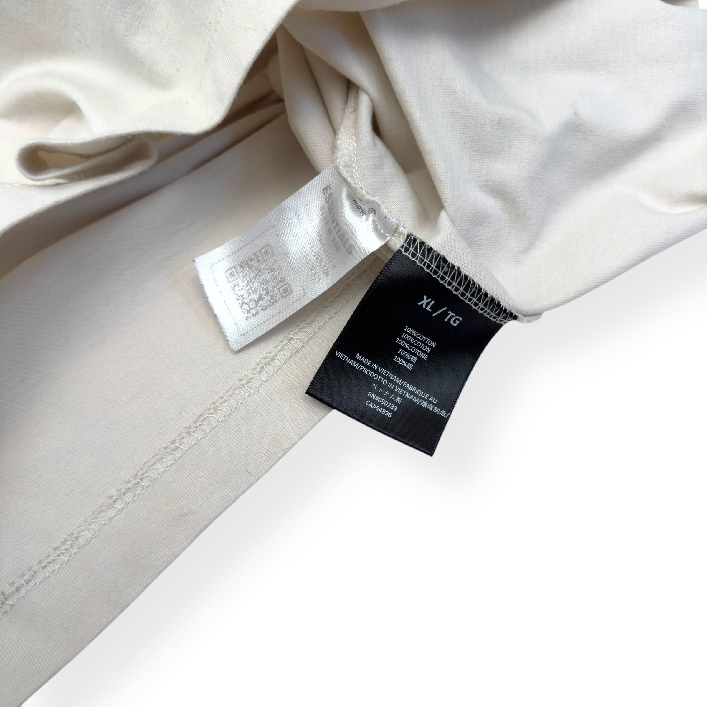 FEAR OF GOD ESSENTIALS OVERSIZED CREWNECK T-SHIRT CREAM / PURPLE XL