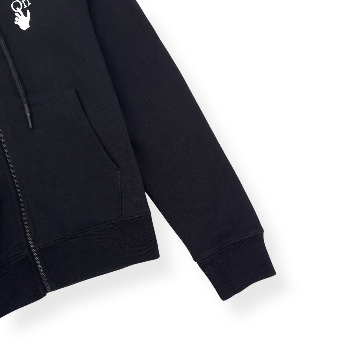 OFF-WHITE ZIP UP CUT HERE HOODIE BLACK / WHITE M