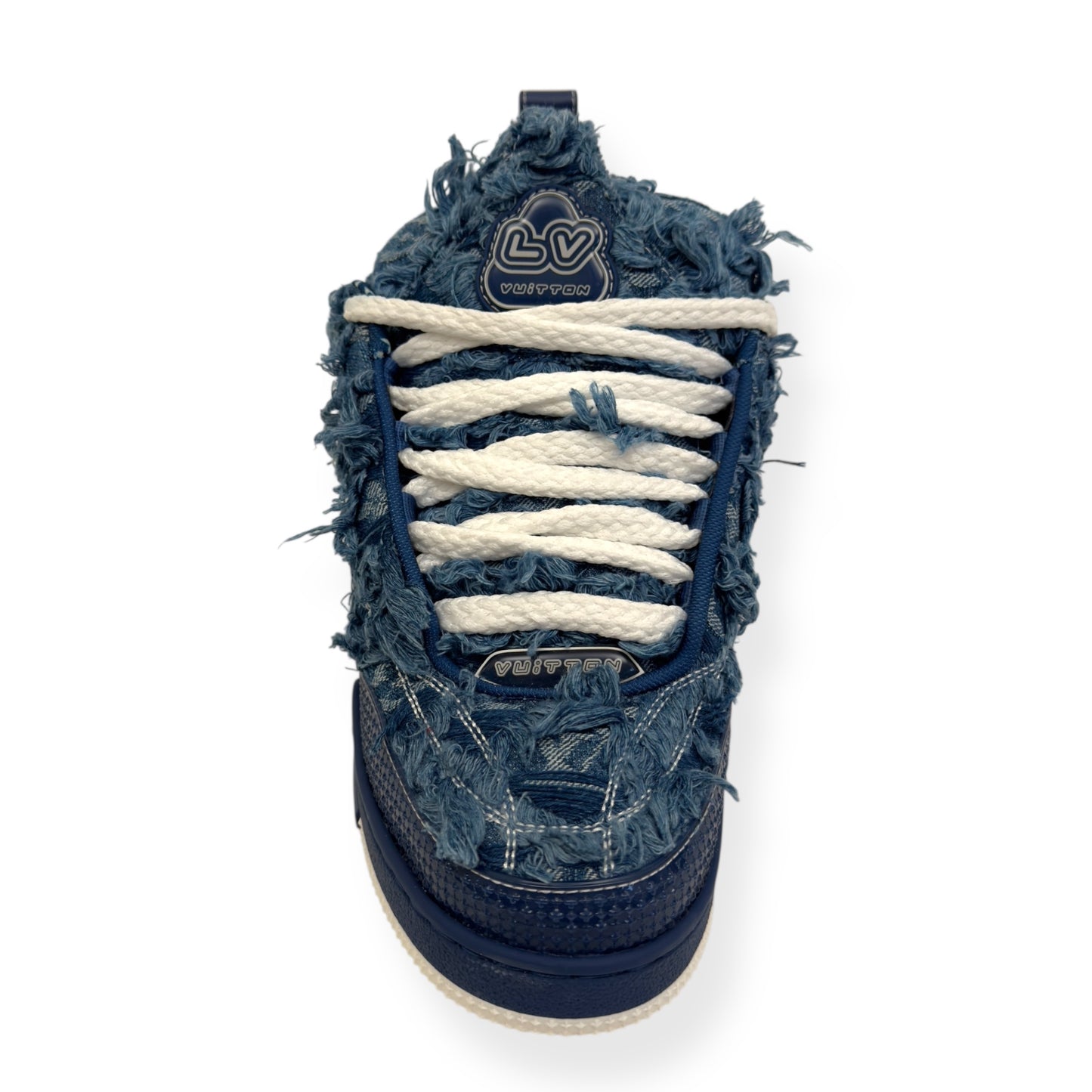 LOUIS VUITTON DISTRESSED DENIM LV SKATE SNEAKER UK7.5