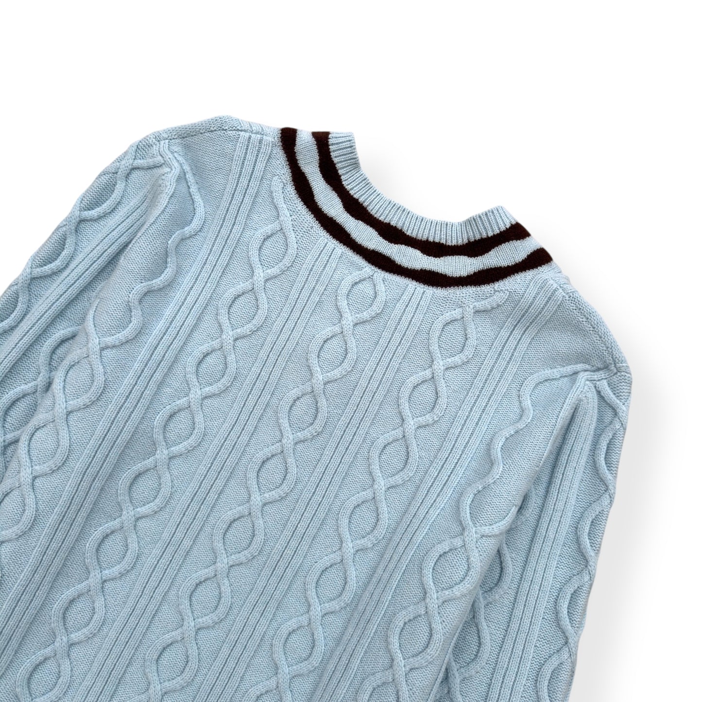 LOUIS VUITTON WOOL / MOHAIR V-NECK JUMPER BLUE / BROWN XL