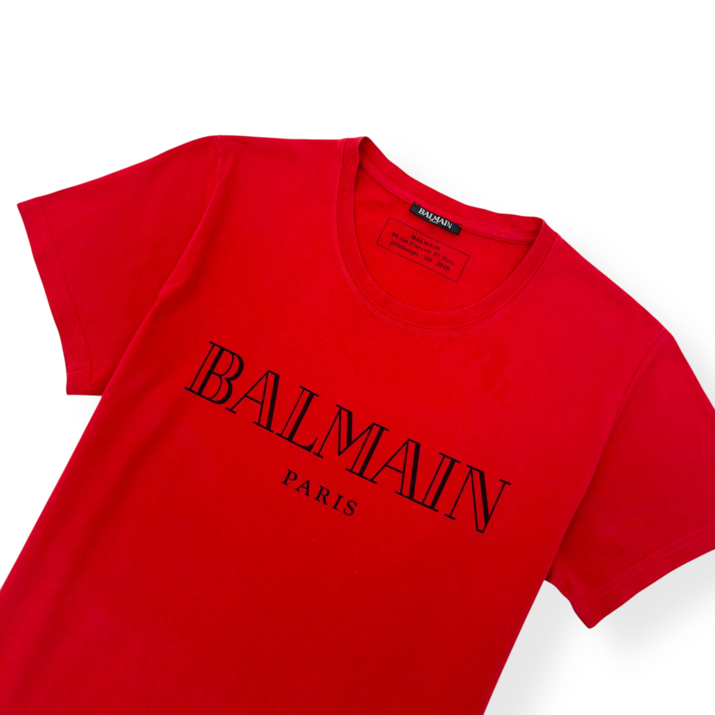 BALMAIN LOGO T-SHIRT RED / BLACK L