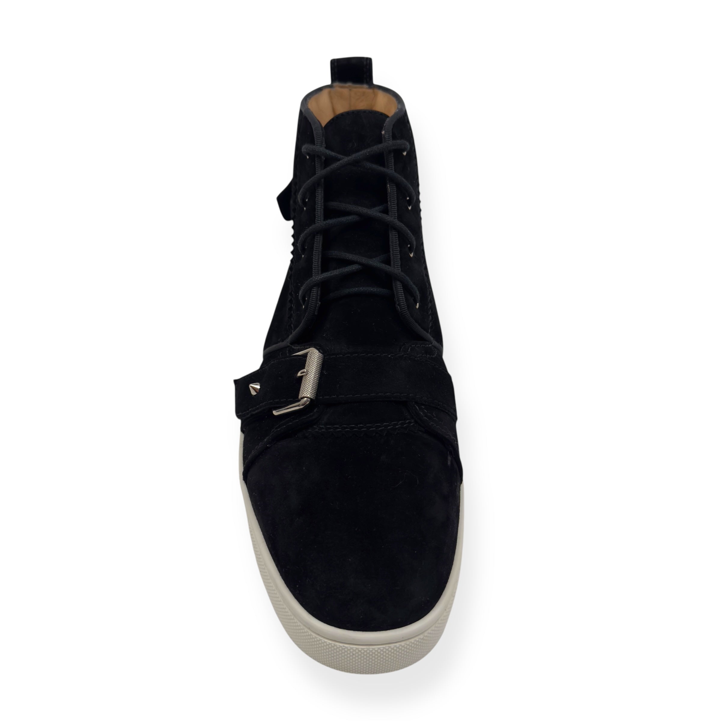 CHRISTIAN LOUBOUTIN NONO STRAP FLAT SUEDE SNEAKER BLACK 43 / UK9