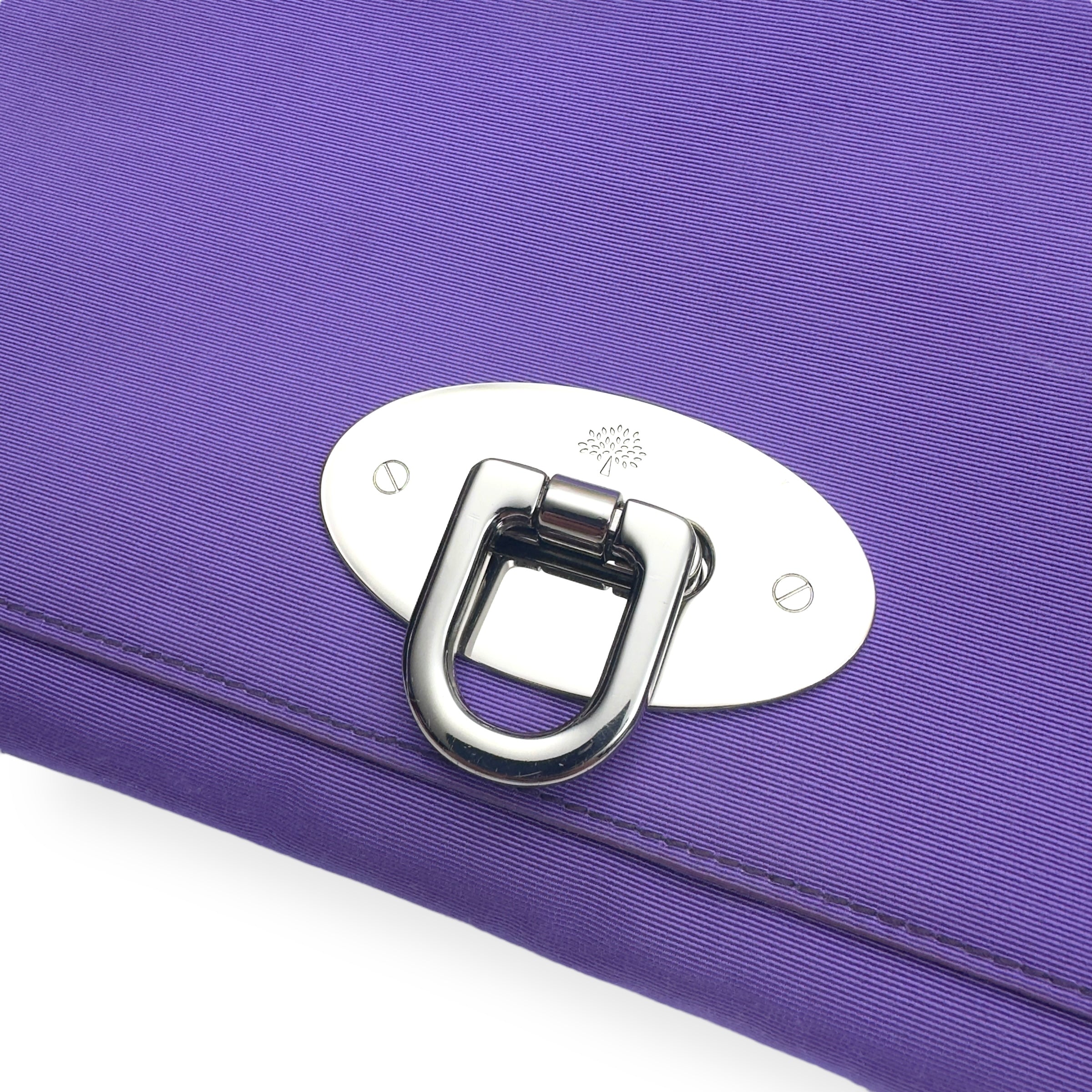 MULBERRY CLOTH CLUTCH WALLET PURPLE / SILVER