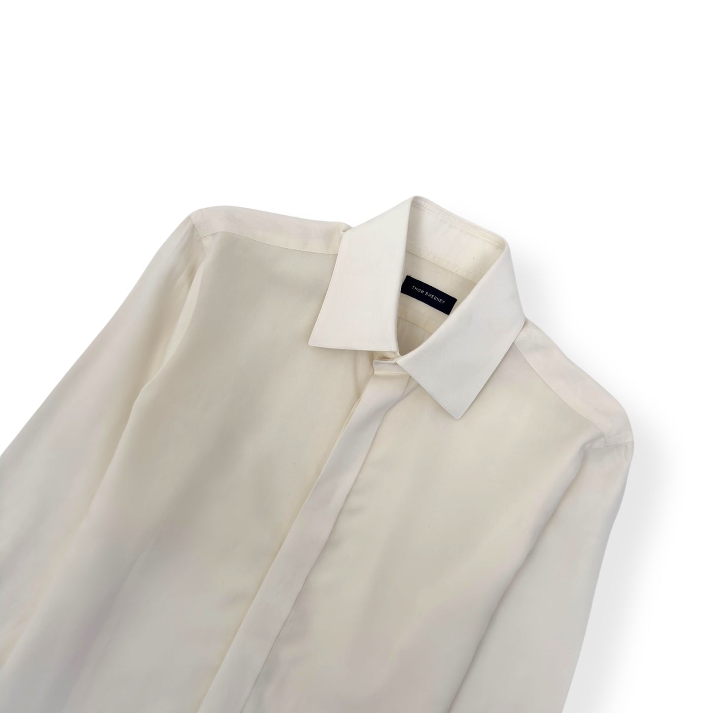 THOM SWEENEY WOOL BUTTON DOWN SHIRT CREAM M